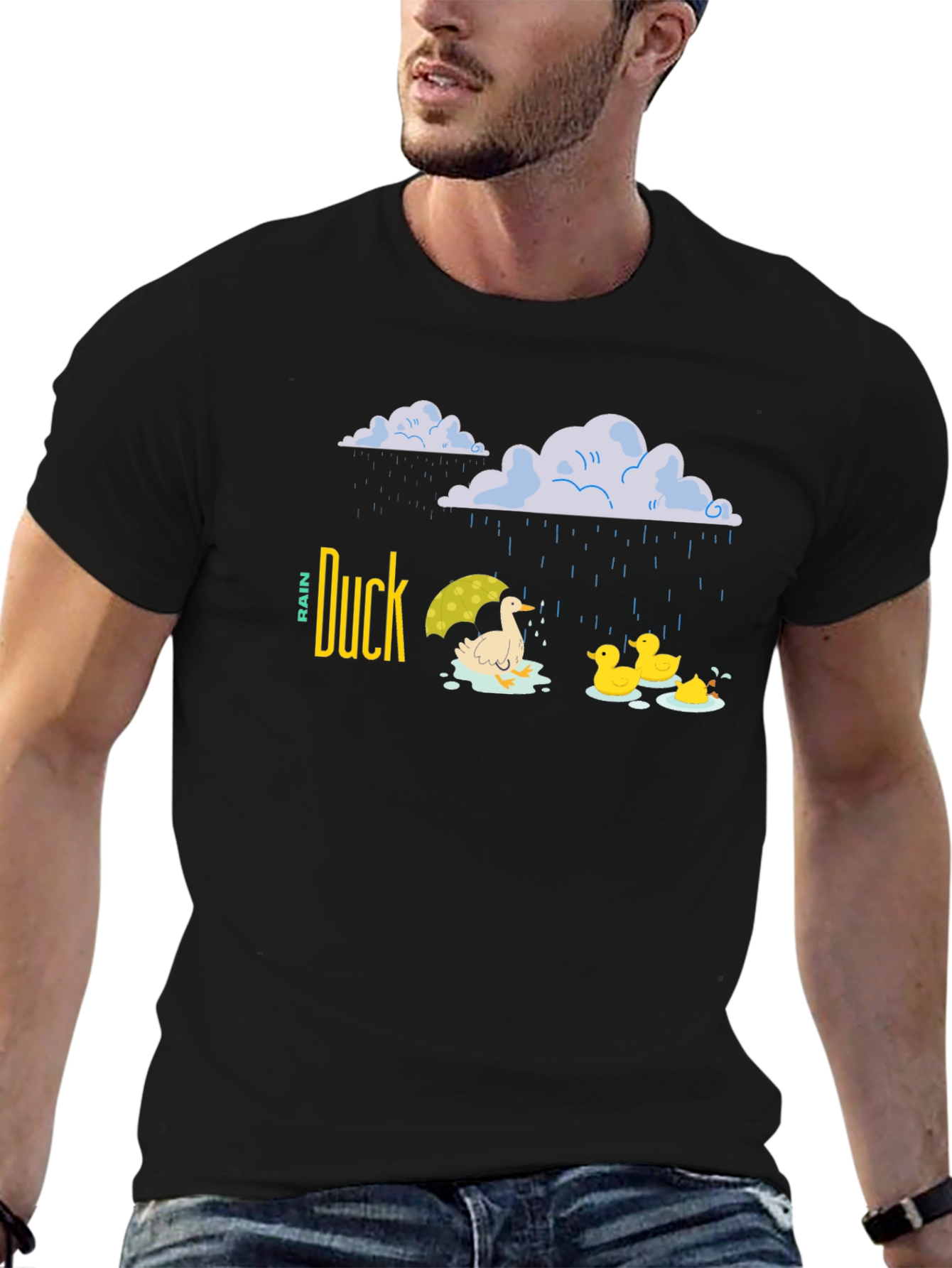 Camiseta Negra Duck Rain para Días Lluviosos