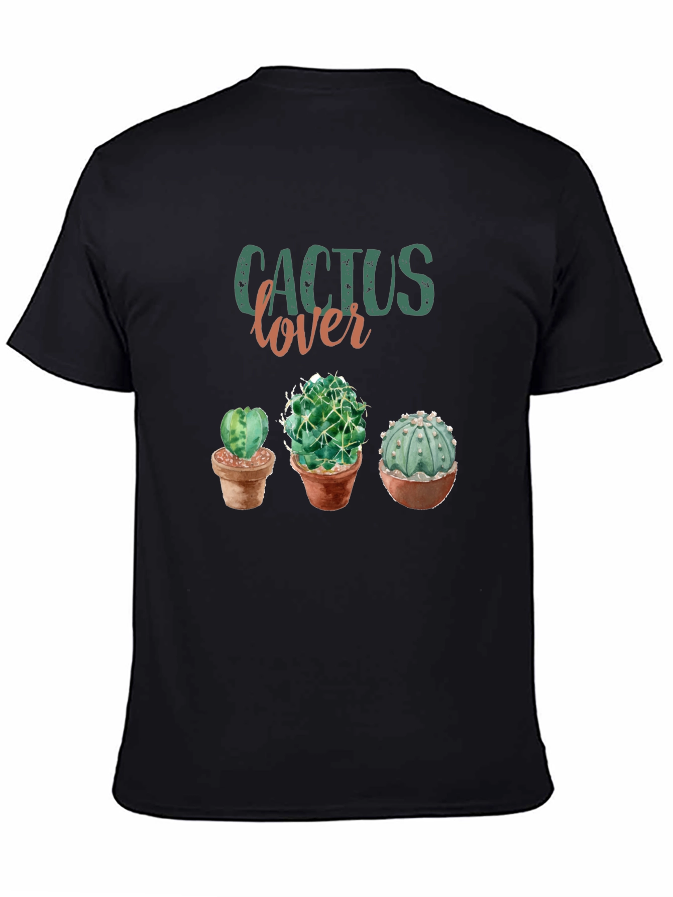 Camiseta Negra Cactus Lover para Amantes de las Plantas