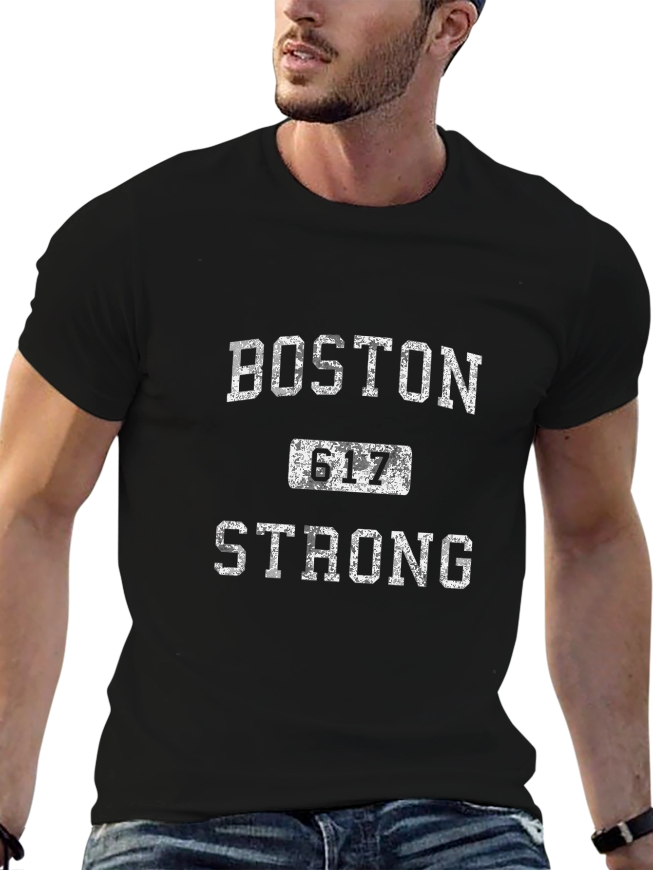Camiseta Negra Boston 617 Strong