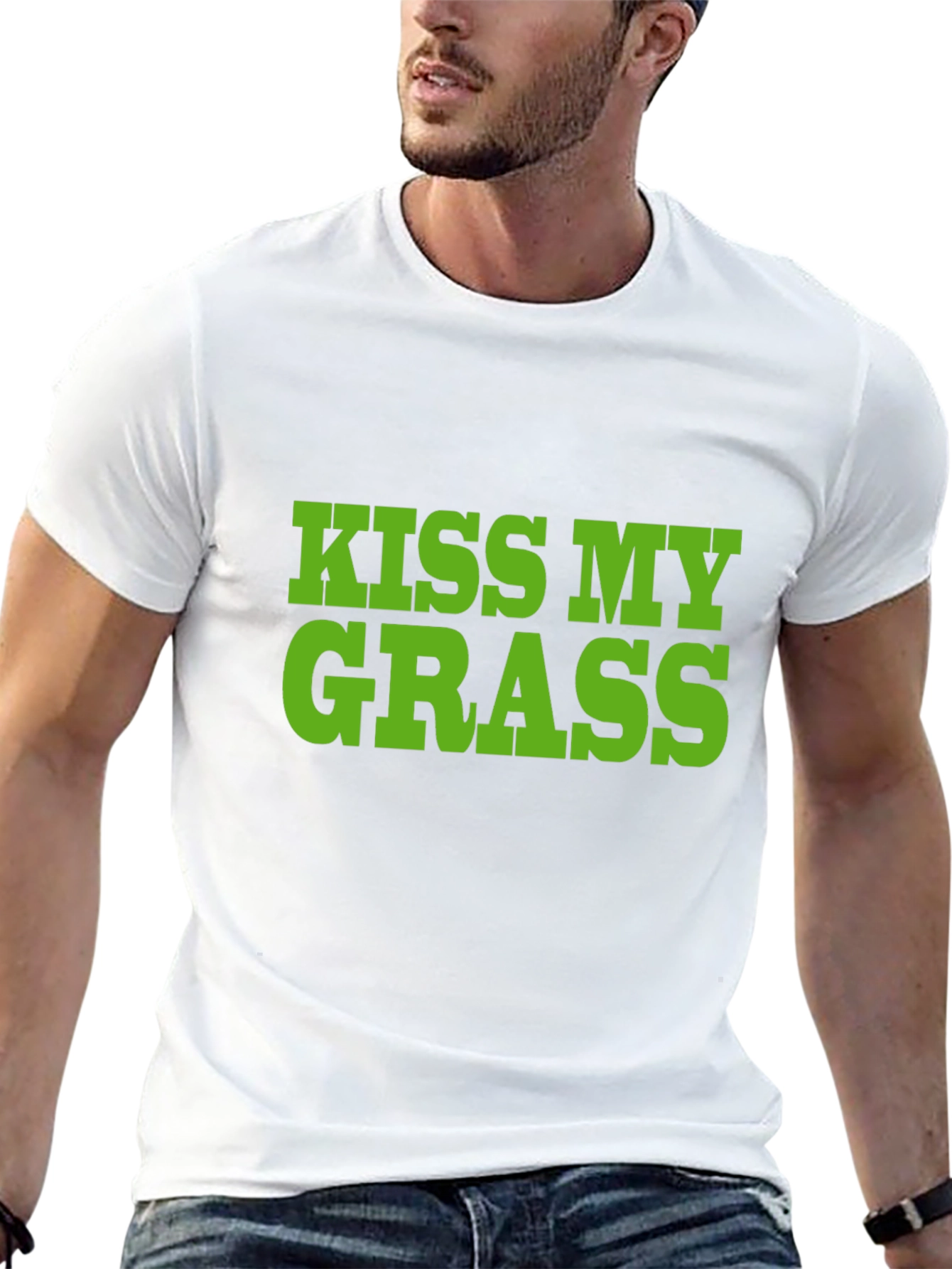 Camiseta Negra Kiss My Grass Divertida y Original