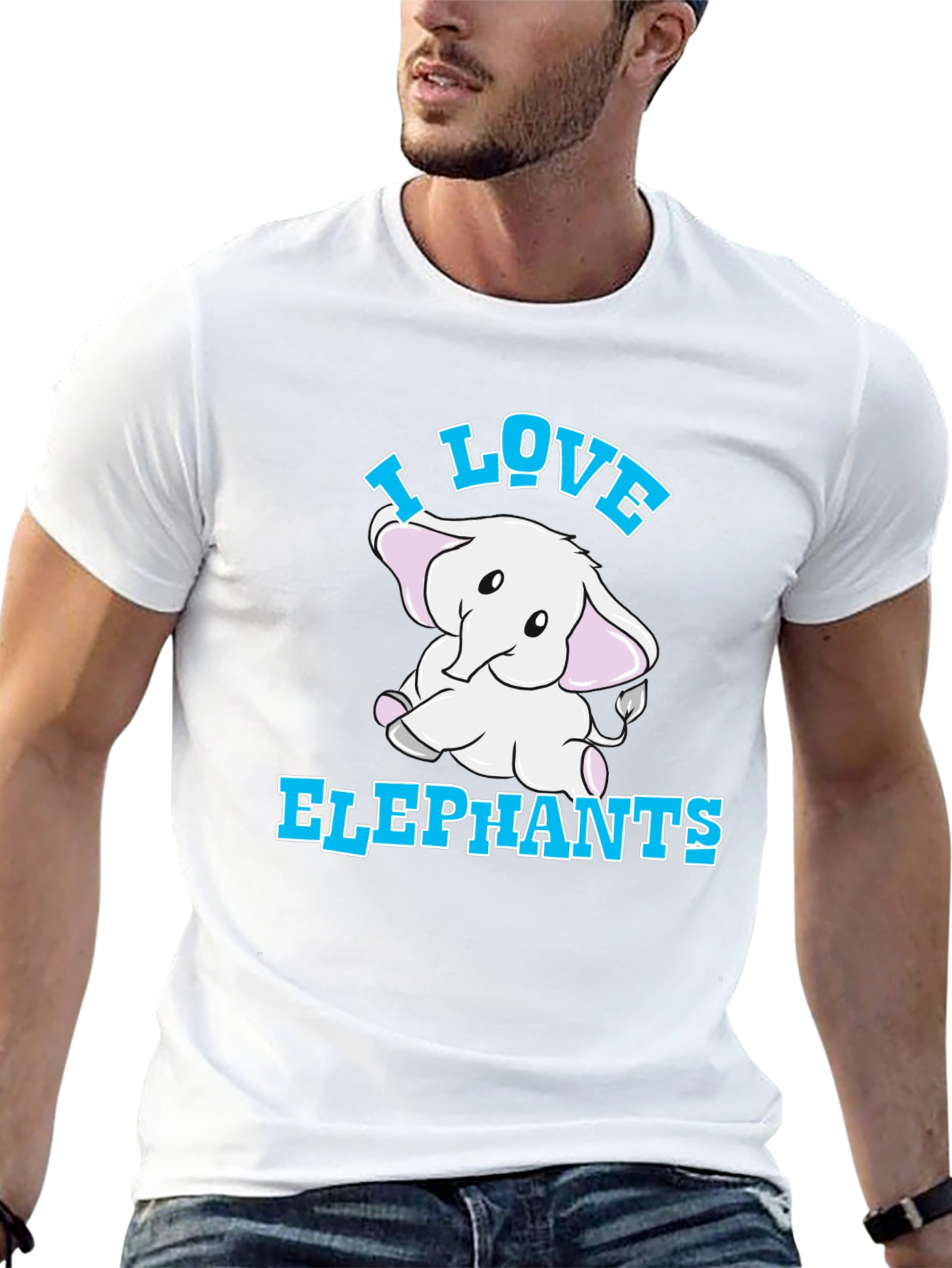 Camiseta Negra I Love Elephants para Amantes de Animales