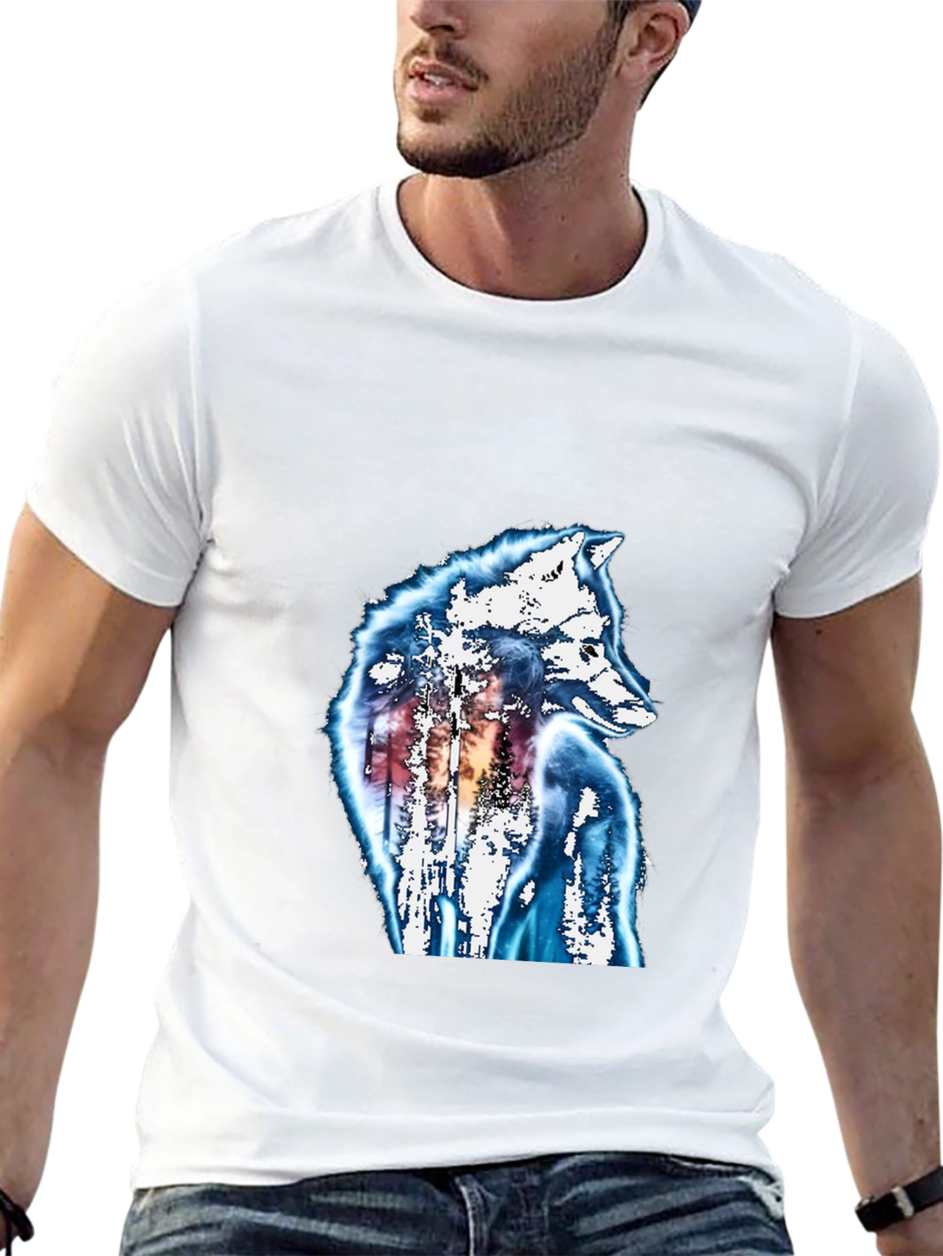 Camiseta Negra Lobo Diseño Único