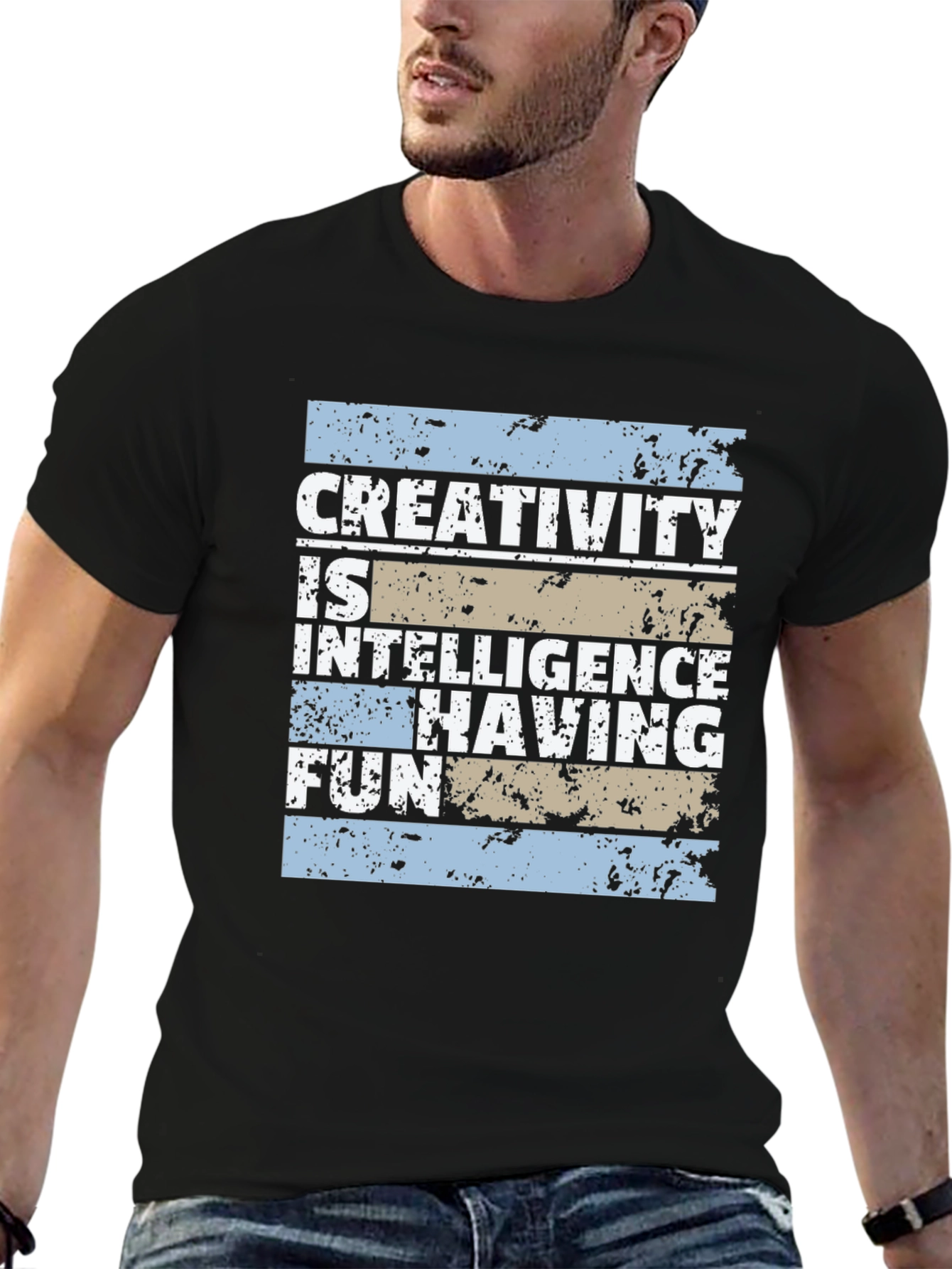 Camiseta Negra Creatividad Inteligencia Diversión