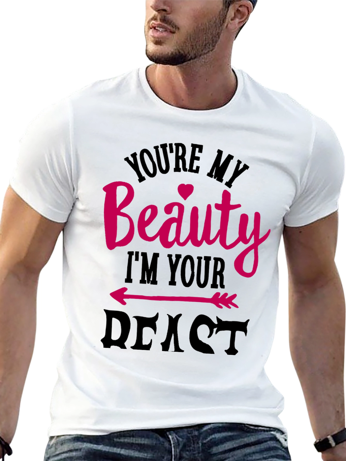 Camiseta Negra Beauty and Beast para Parejas