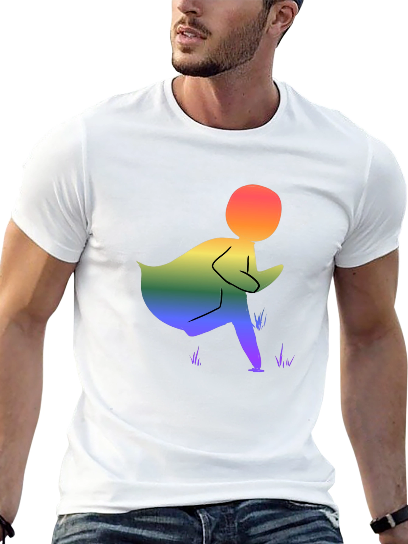 Camiseta Negra con Diseño Abstracto de Arcoíris