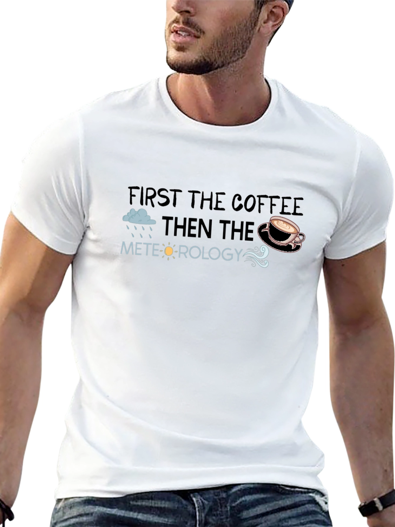 Camiseta Negra Meteorología y Café Hombre