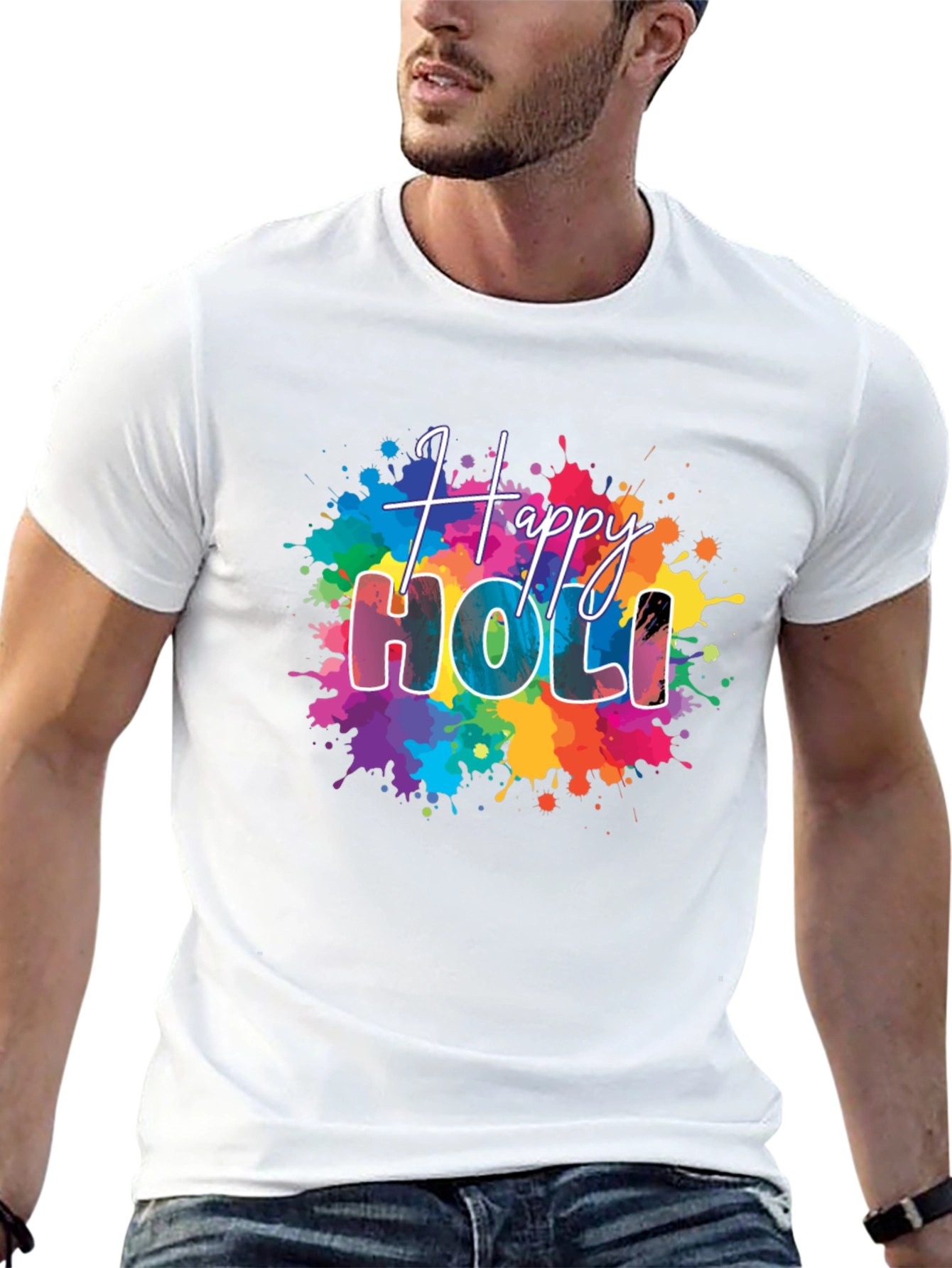 Camiseta Negra Happy Holi Estampada