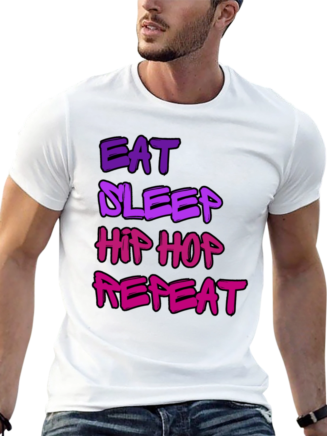 Camiseta Hombre Negra Eat Sleep Hip Hop Repeat