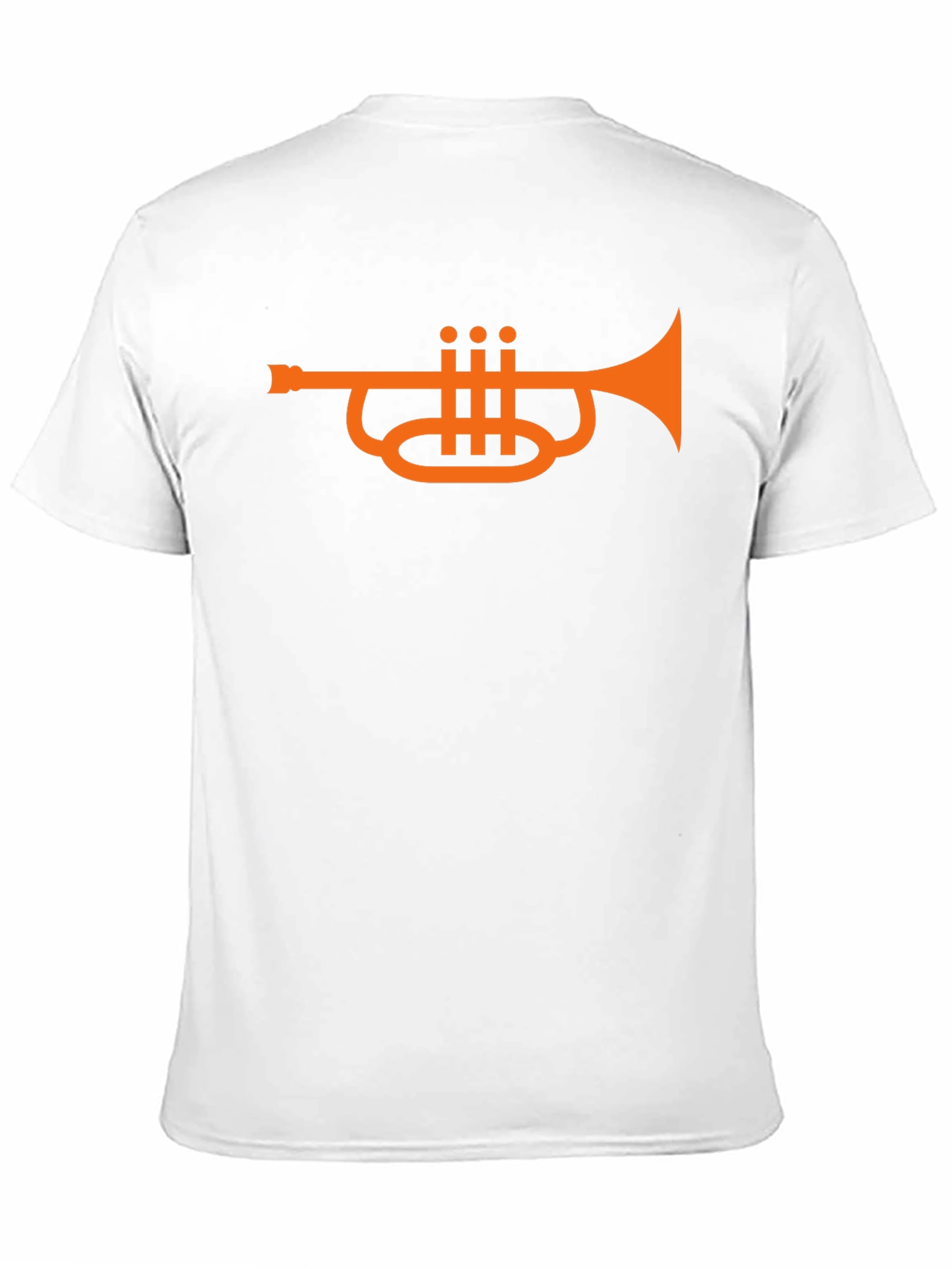 Camiseta Negra con Diseño de Trompeta Naranja