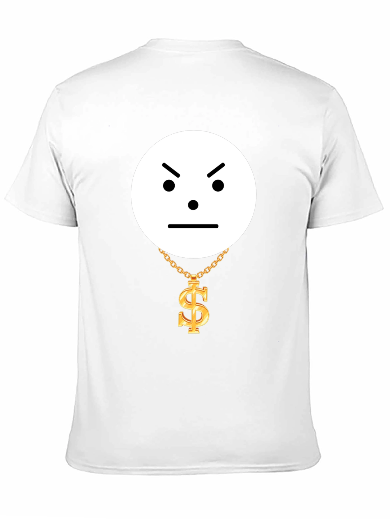 Camiseta Negra Cara Enojada con Collar de Dólar