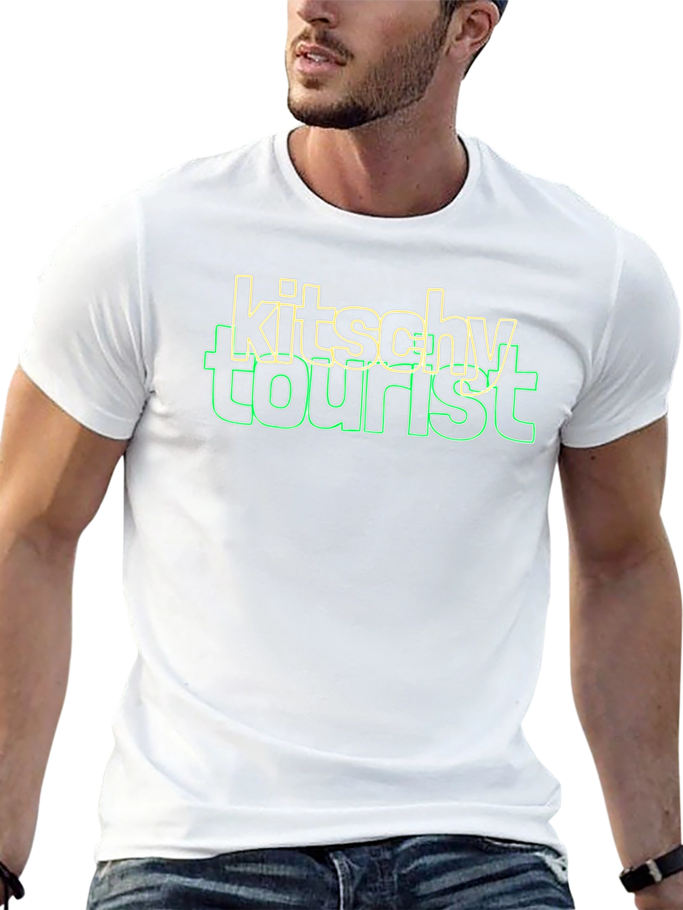 Camiseta Negra Kitsch Tourist Diseño Casual