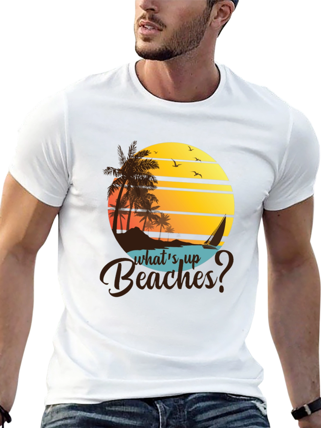 Camiseta Negra Playa Atardecer