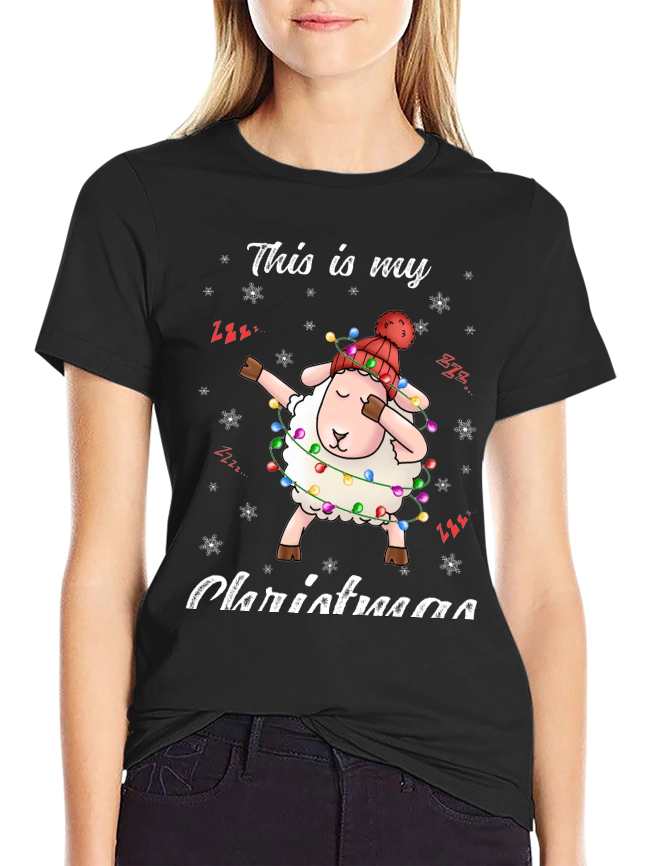 Camiseta Navideña con Oveja Dabbing