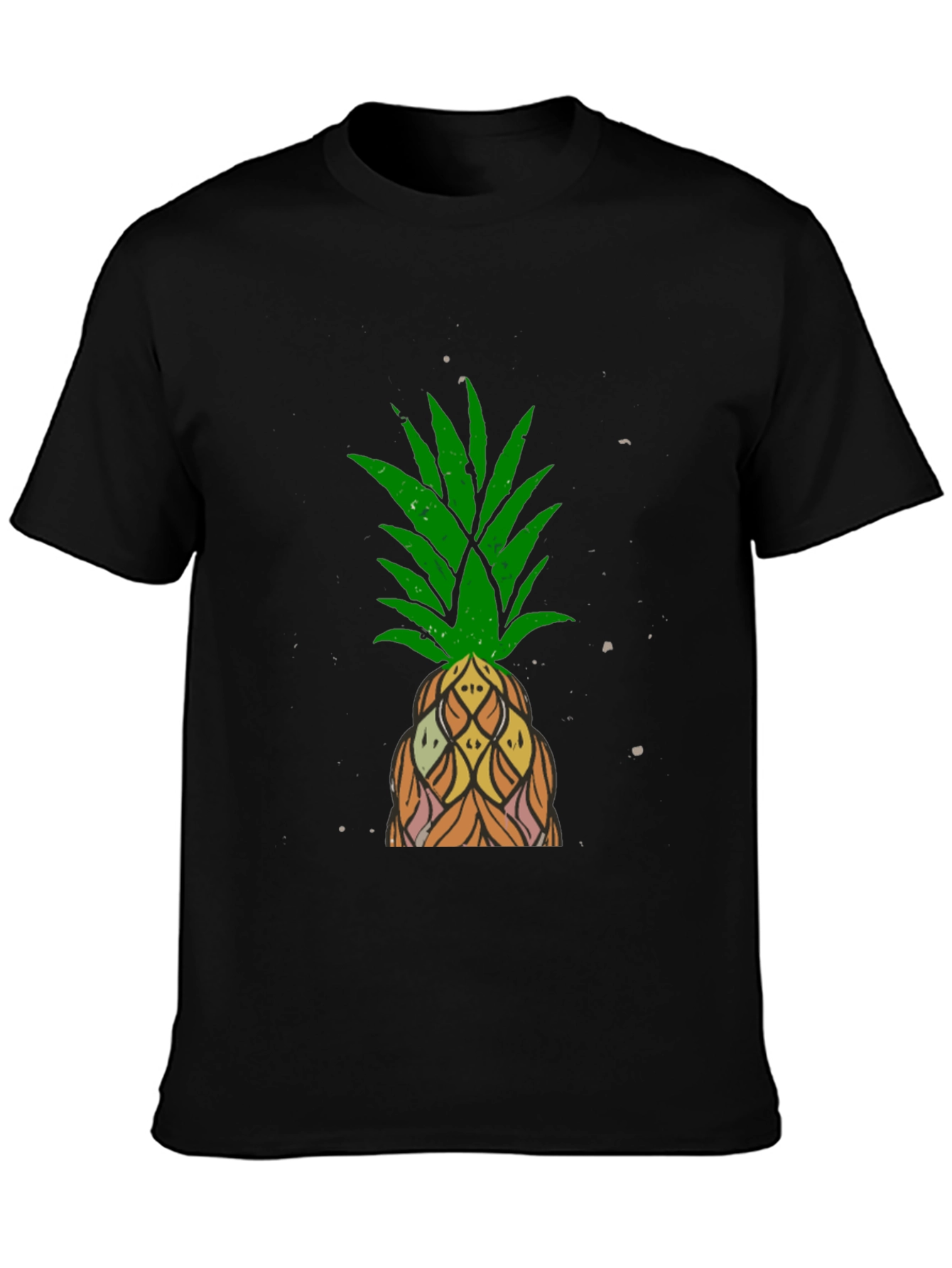 Camiseta Negra con Diseño de Piña Tropical