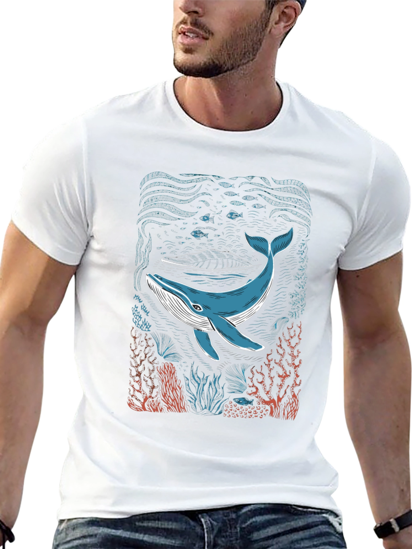 Camiseta Negra con Diseño de Ballena Marina