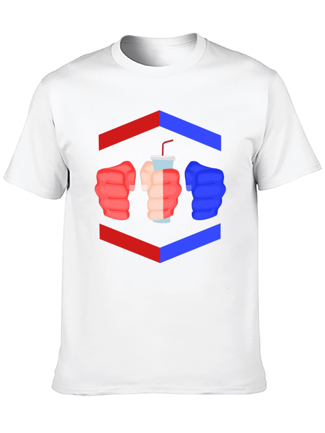 Camiseta Negra Divertida con Diseño de Puños y Bebida