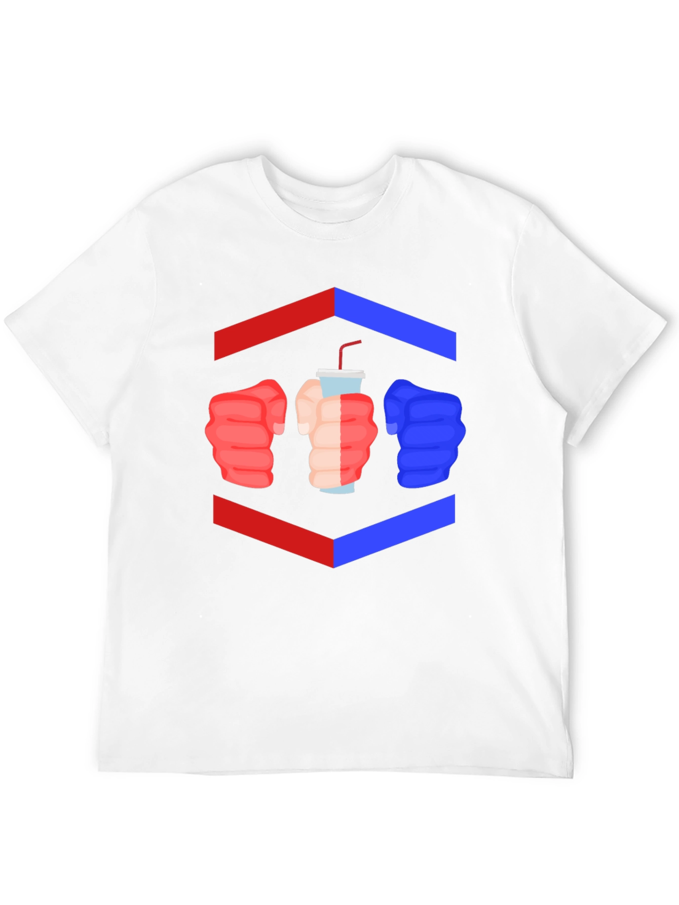 Camiseta Negra Divertida con Diseño de Puños y Bebida