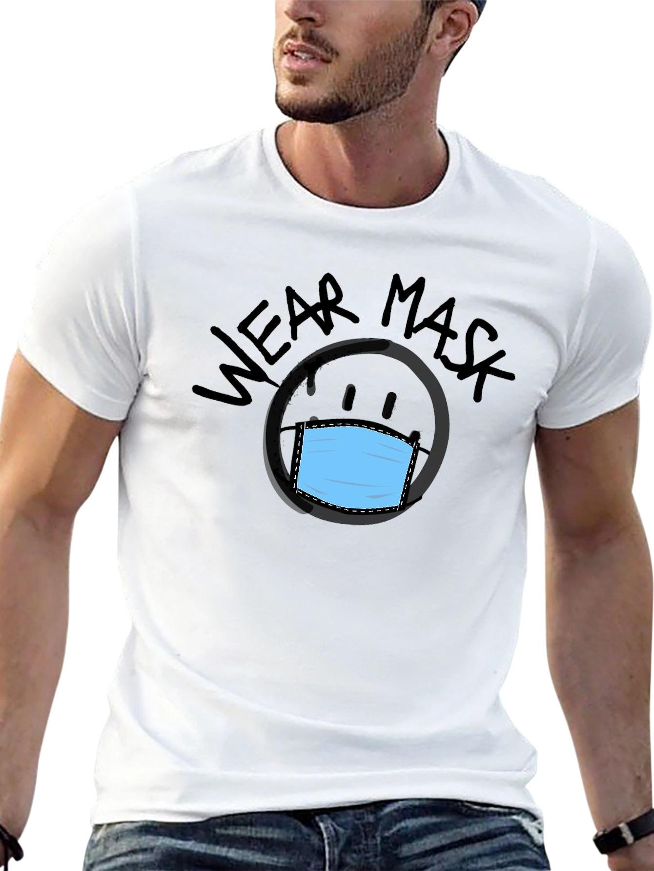 Camiseta Negra con Diseño Wear Mask