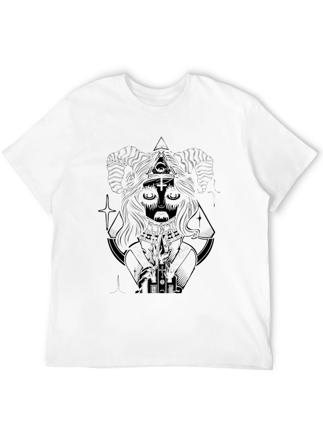 Camiseta Negra Estampada con Diseño Misterioso