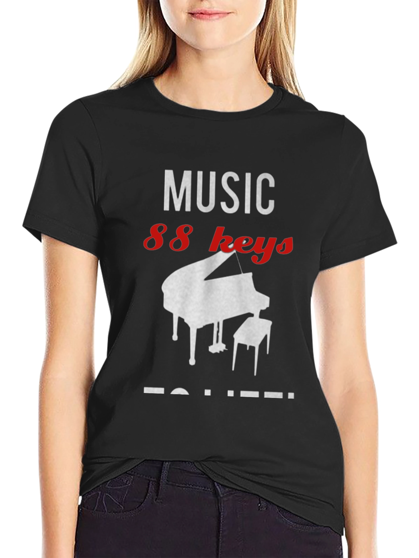 Camiseta Negra Music 88 Keys