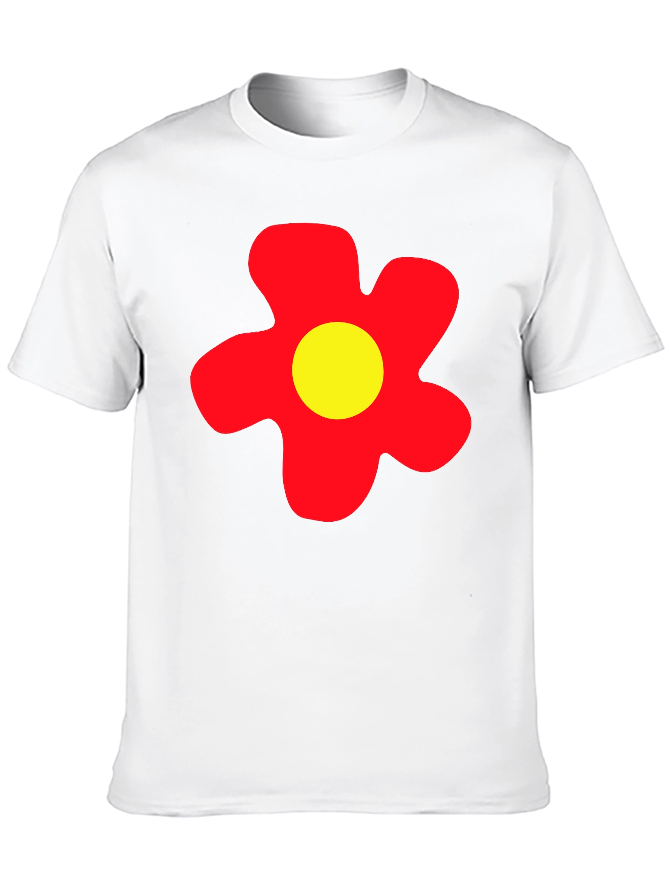 Camiseta Negra con Flor Roja y Amarilla