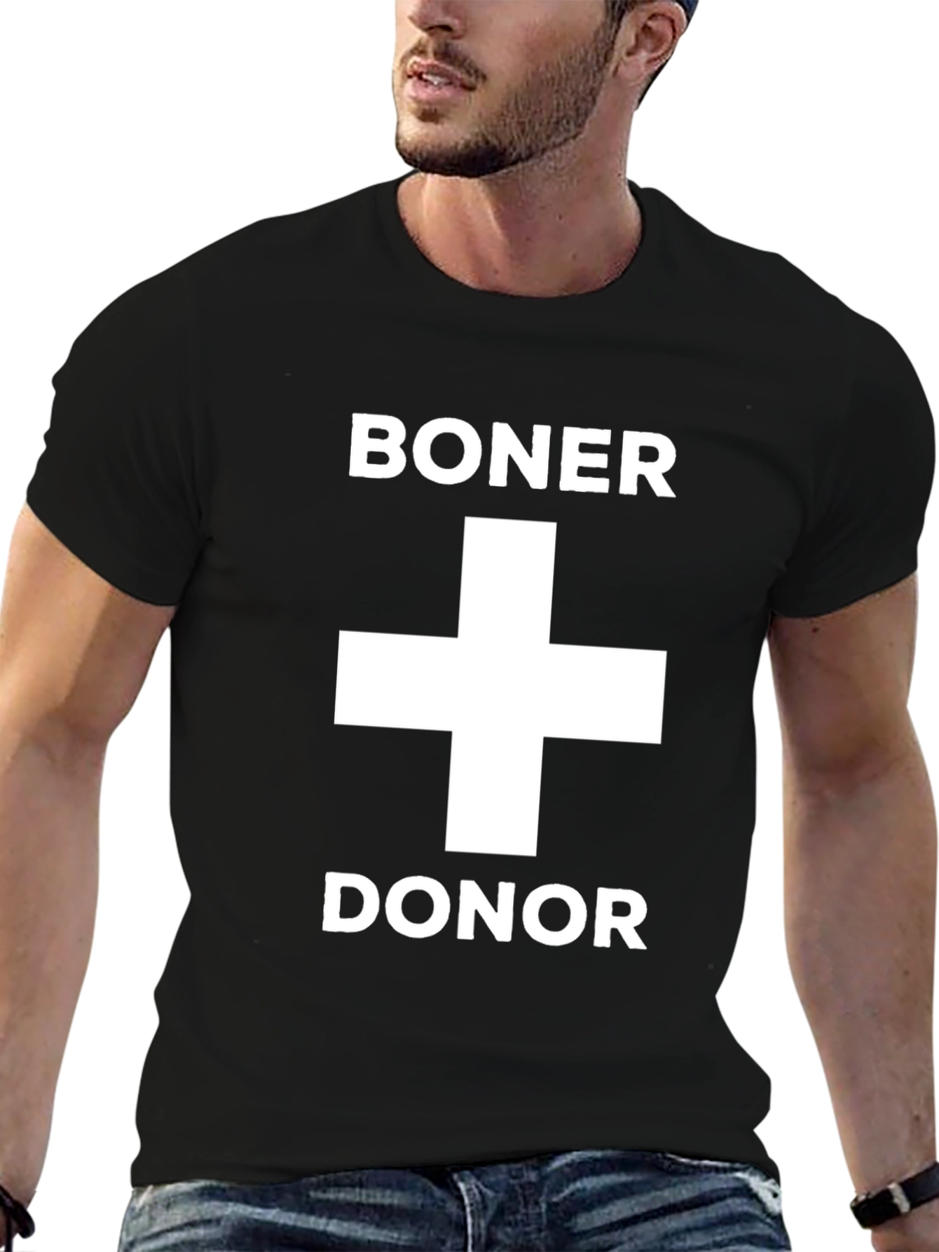 Camiseta Negra Boner Donor con Diseño Humorístico