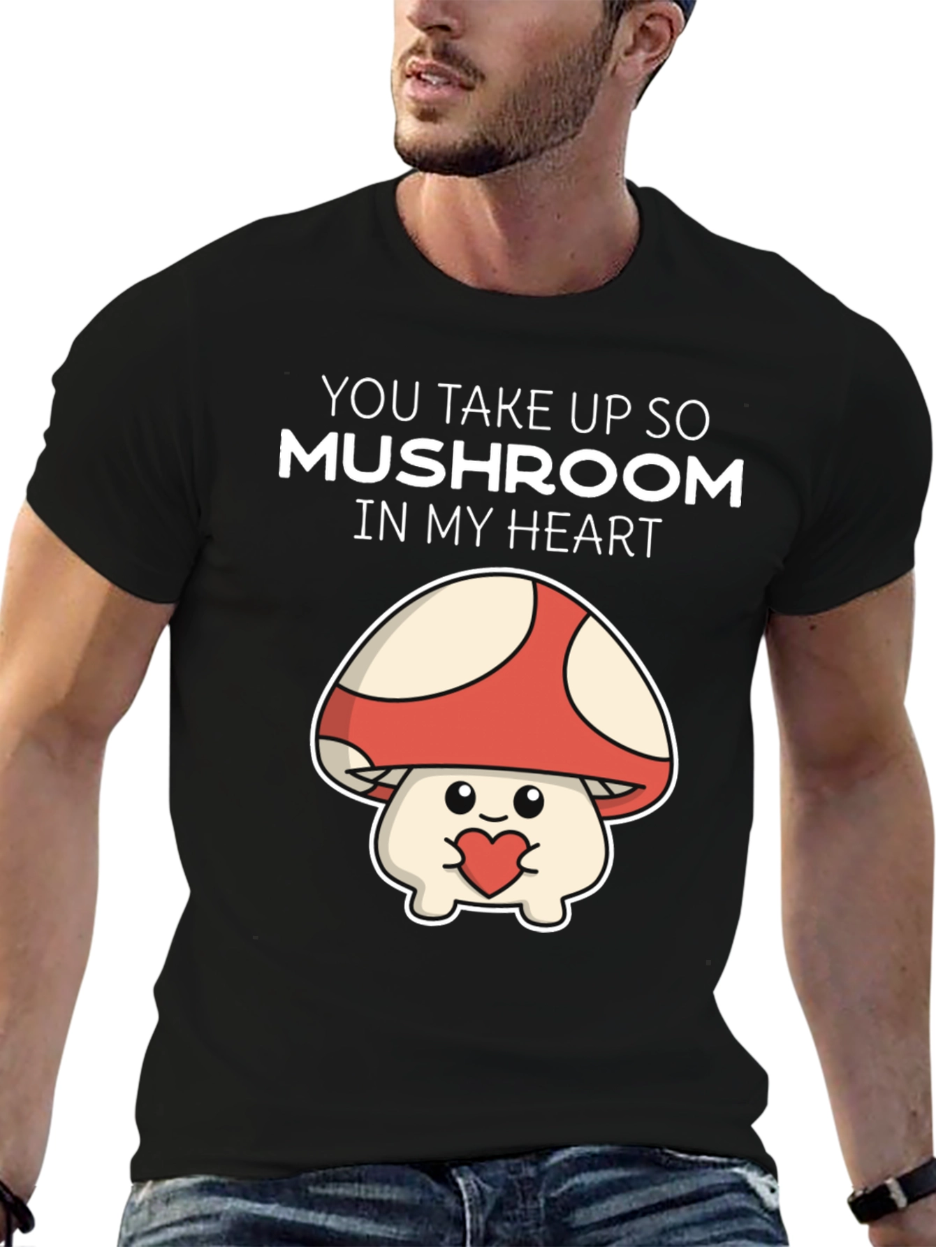 Camiseta Negra Mushroom Heart