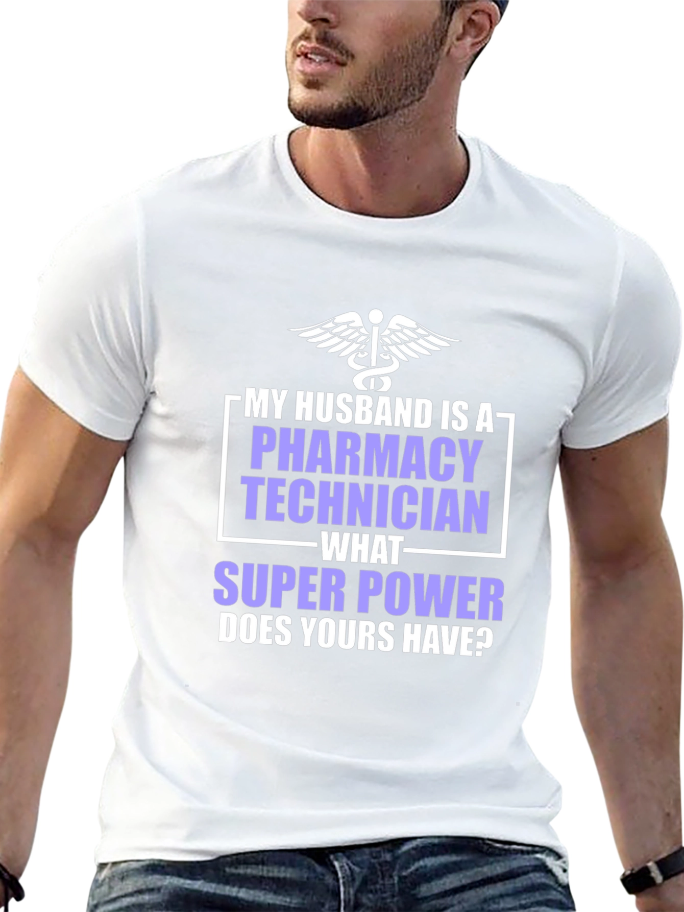 Camiseta para Esposo Técnico de Farmacia con Superpoder