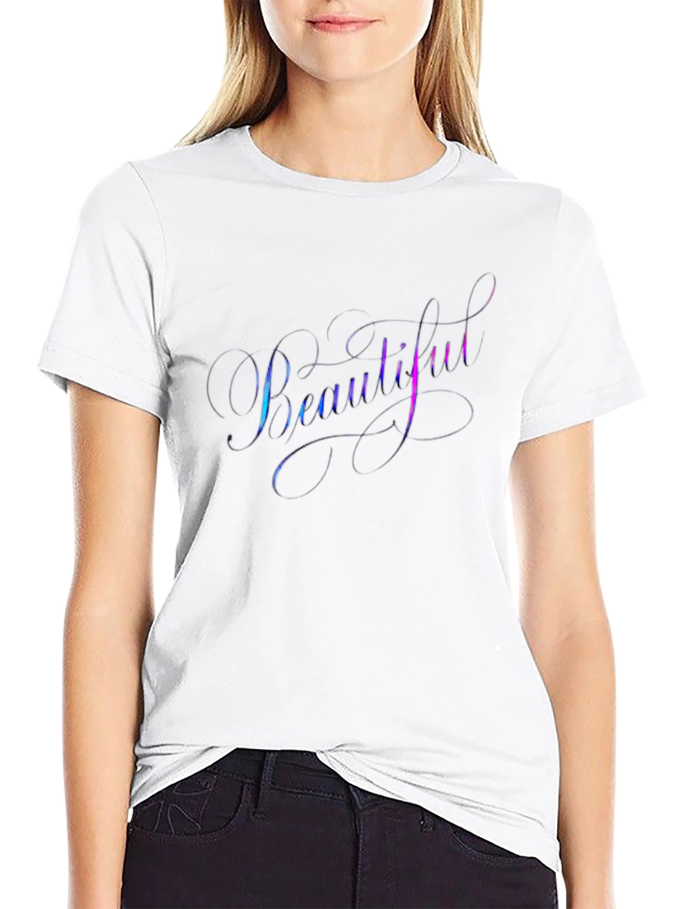 Camiseta Negra con Diseño Beautiful