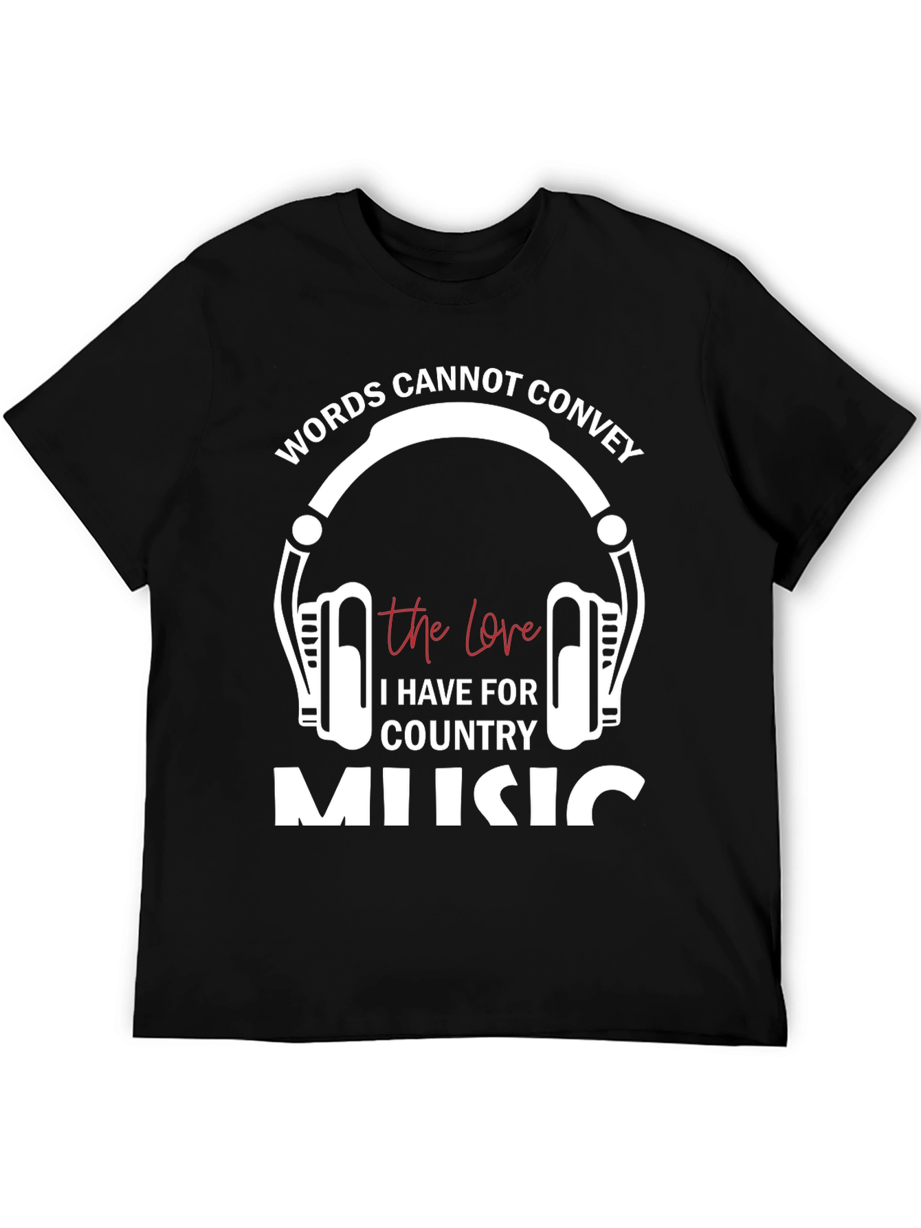 Camiseta Negra con Diseño Musical Country