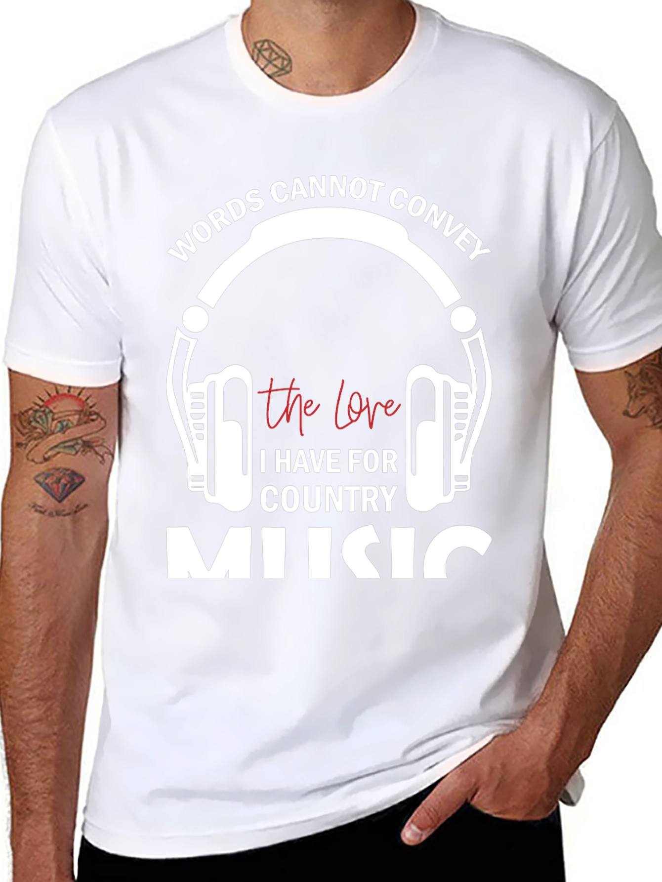 Camiseta Negra con Diseño Musical Country