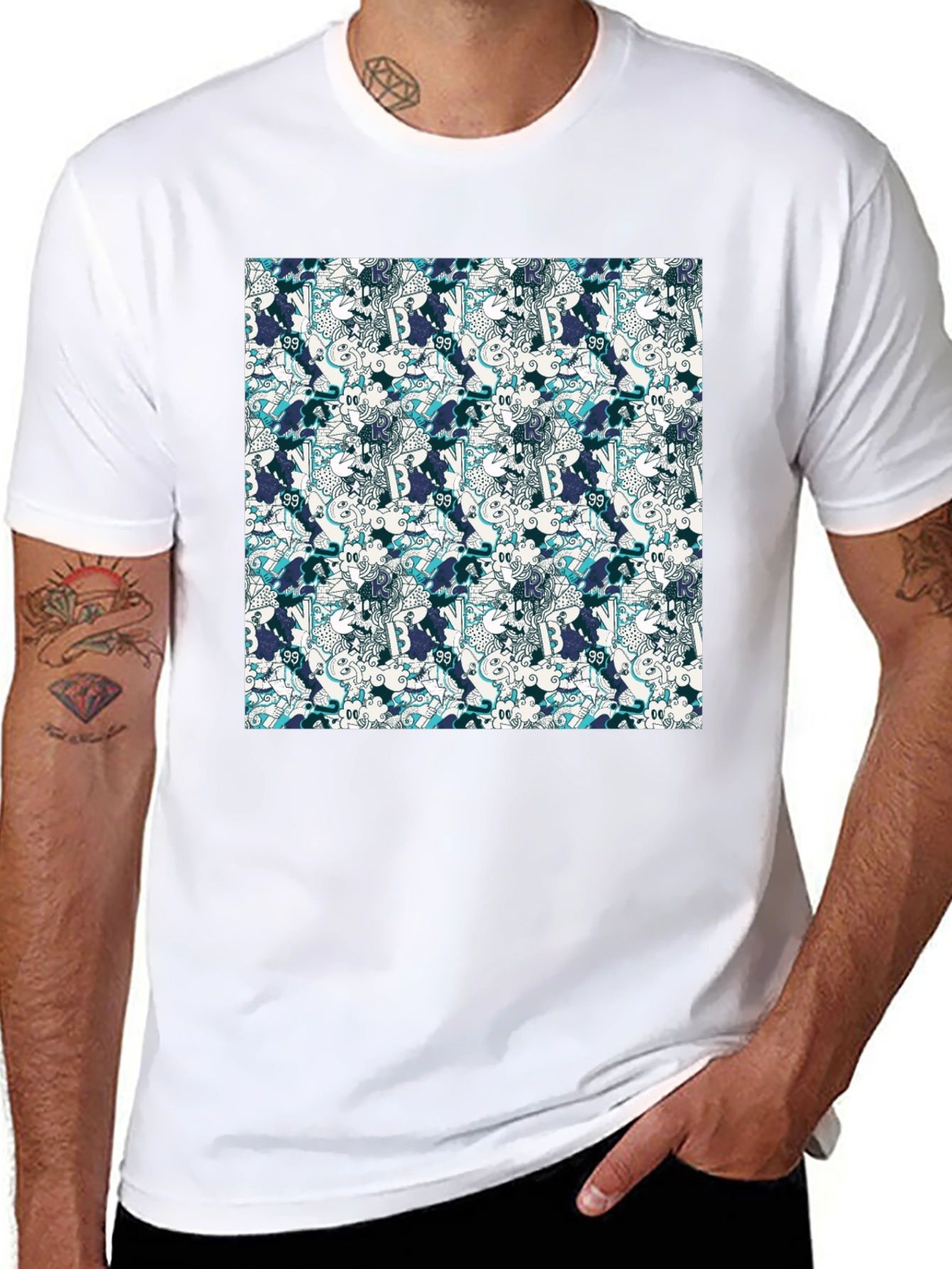 Camiseta Negra Estampada para Hombre
