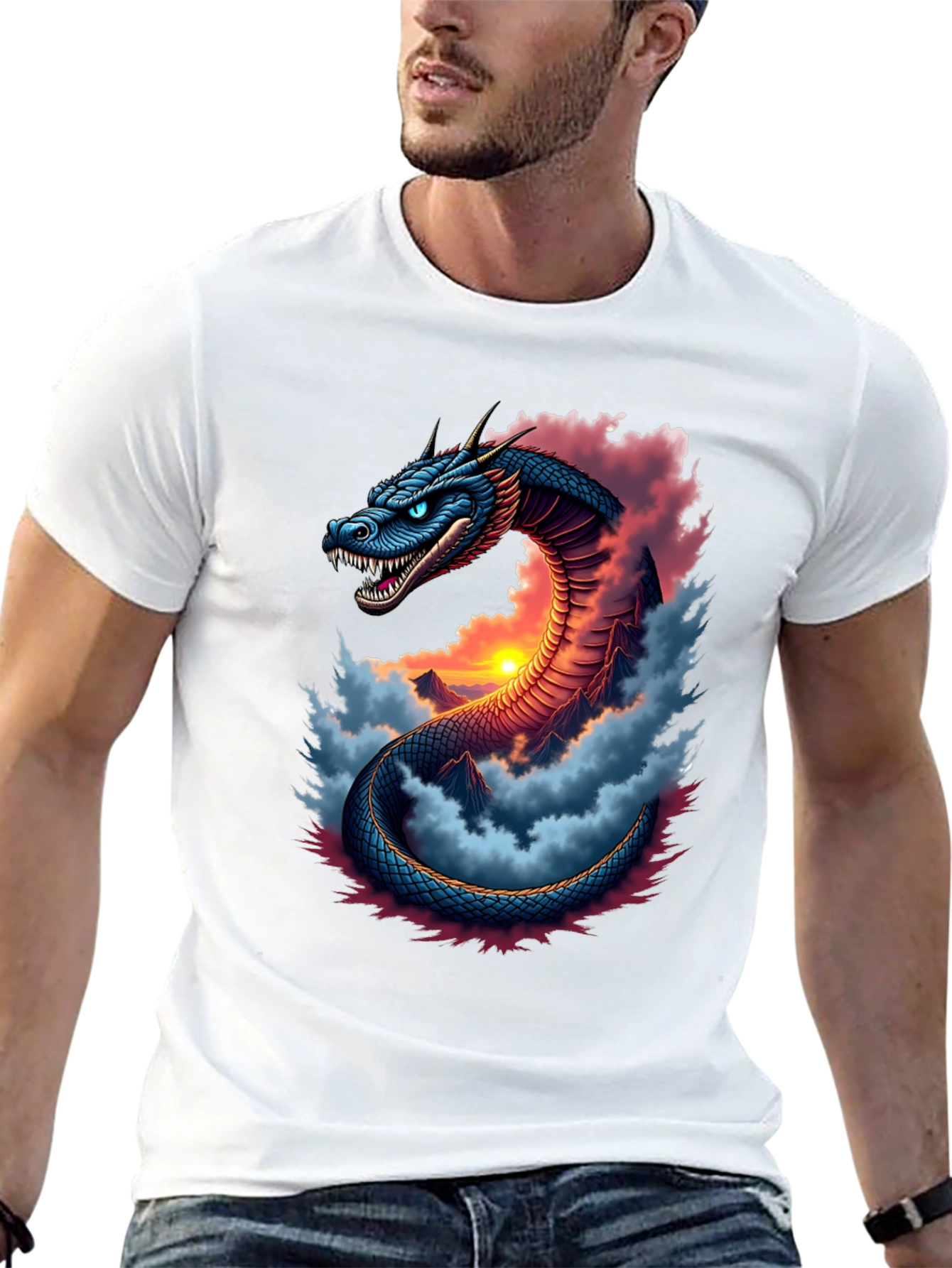 Camiseta Negra Dragón Serpiente Mística