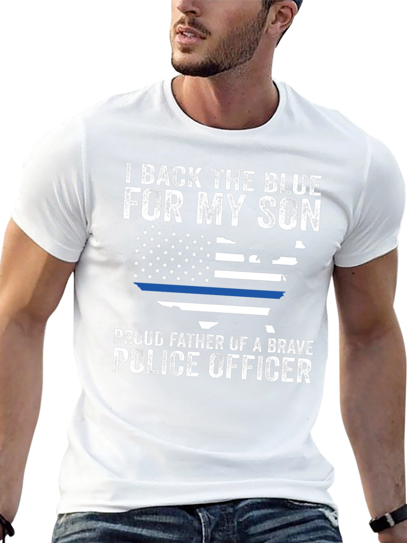 Camiseta Negra: Apoyo Azul para Mi Hijo Policía