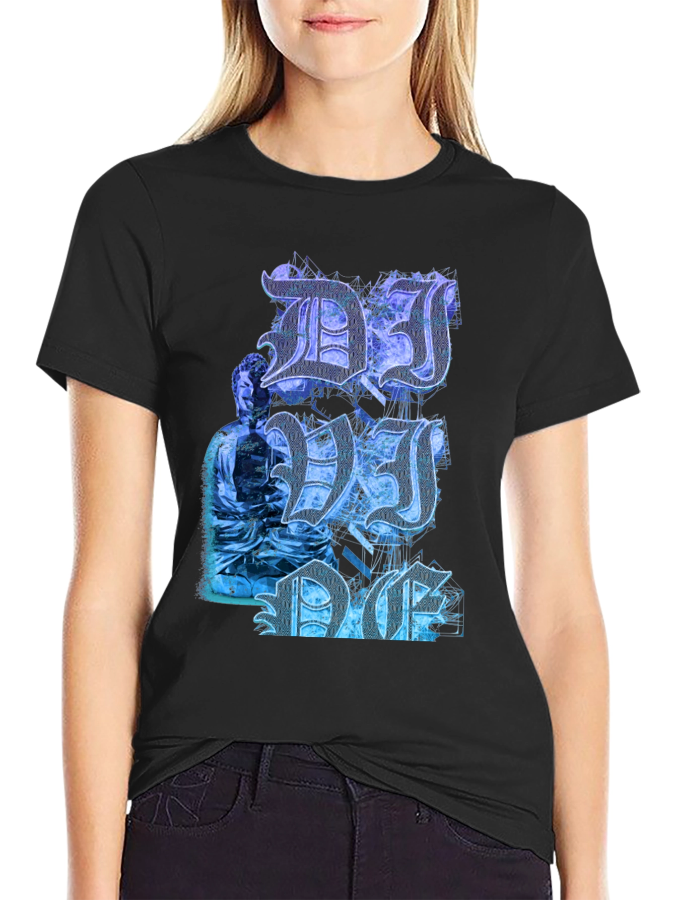 Camiseta Negra Diseño DJ Estilo Gótico