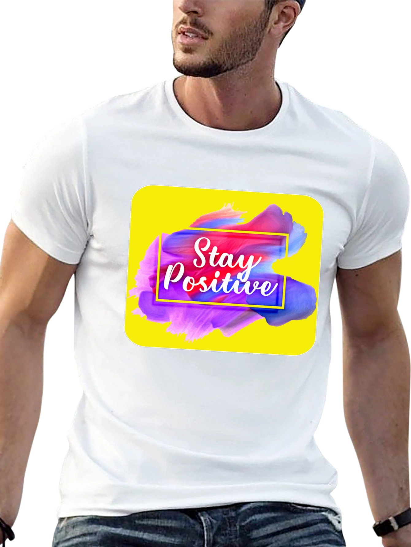 Camiseta Negra con Diseño Stay Positive