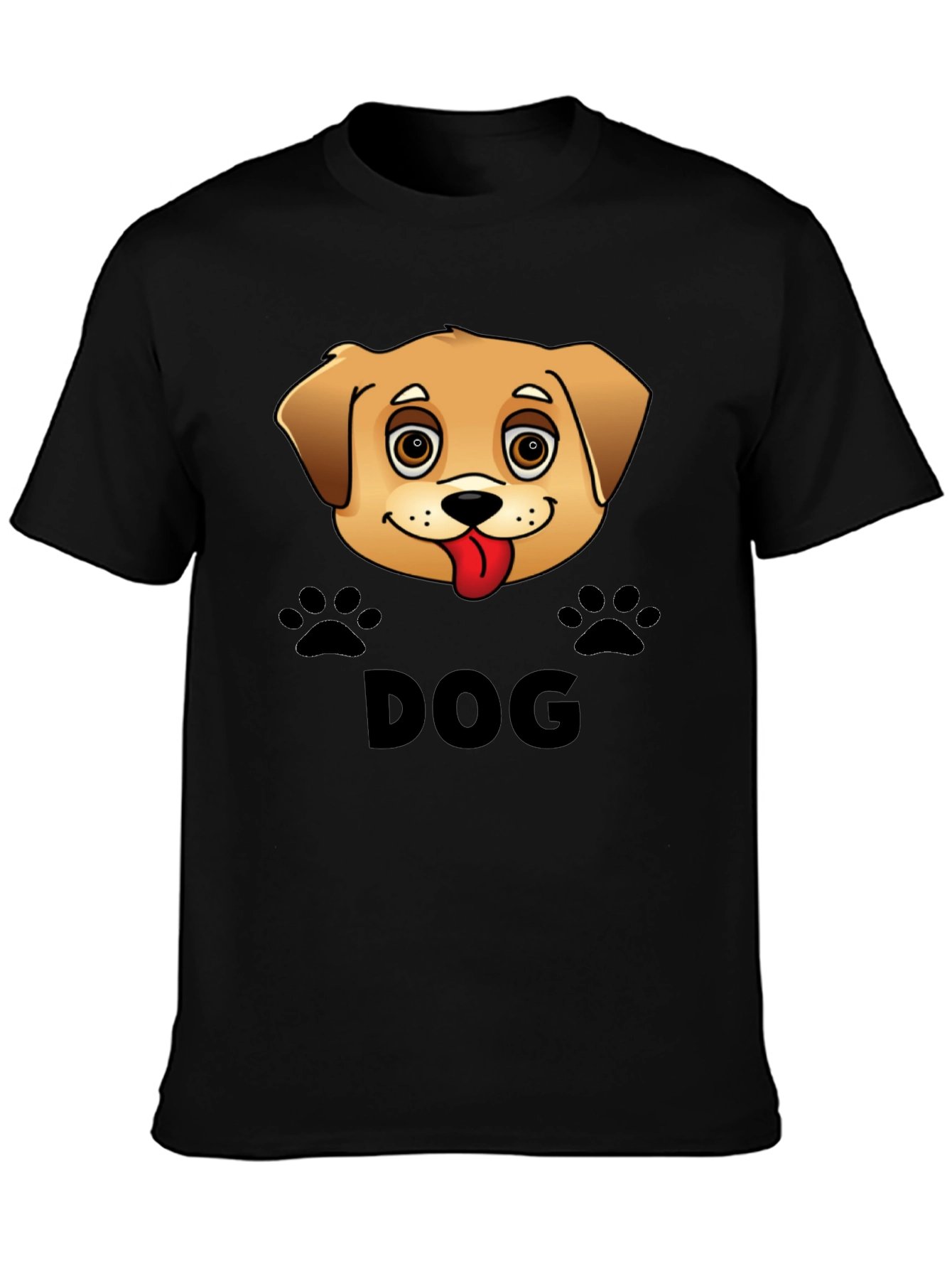 Camiseta Negra Diseño Perro Lindo