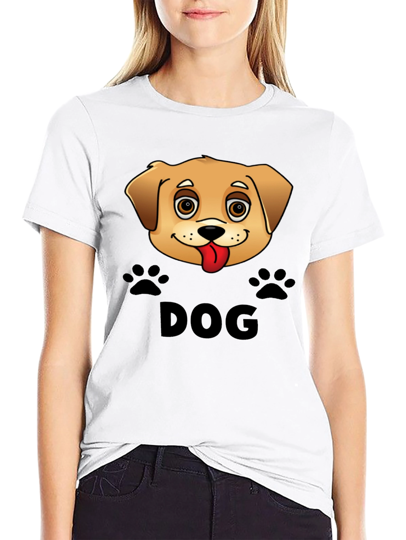 Camiseta Negra Diseño Perro Lindo