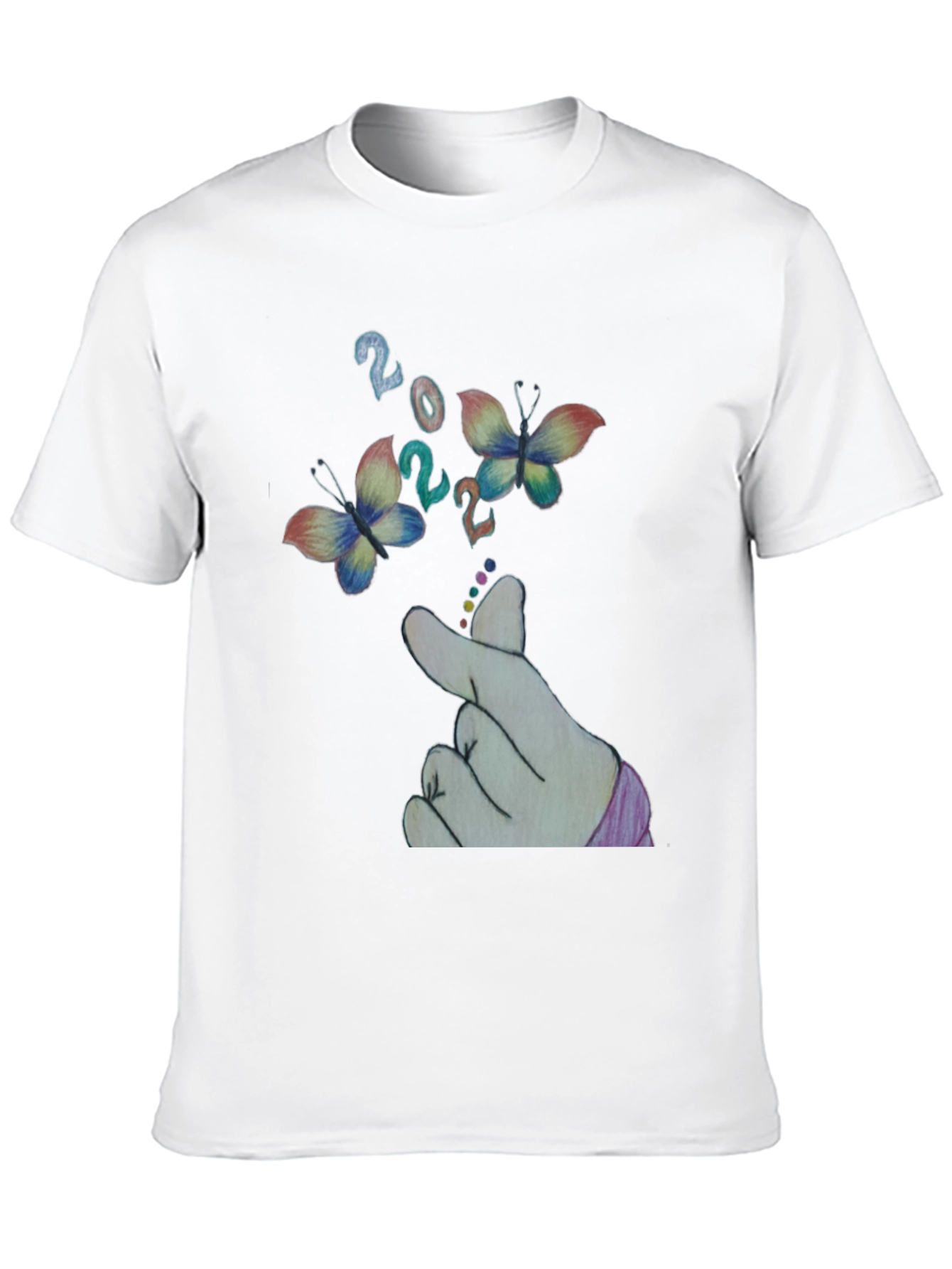 Camiseta Negra Diseño Mariposas y Corazón