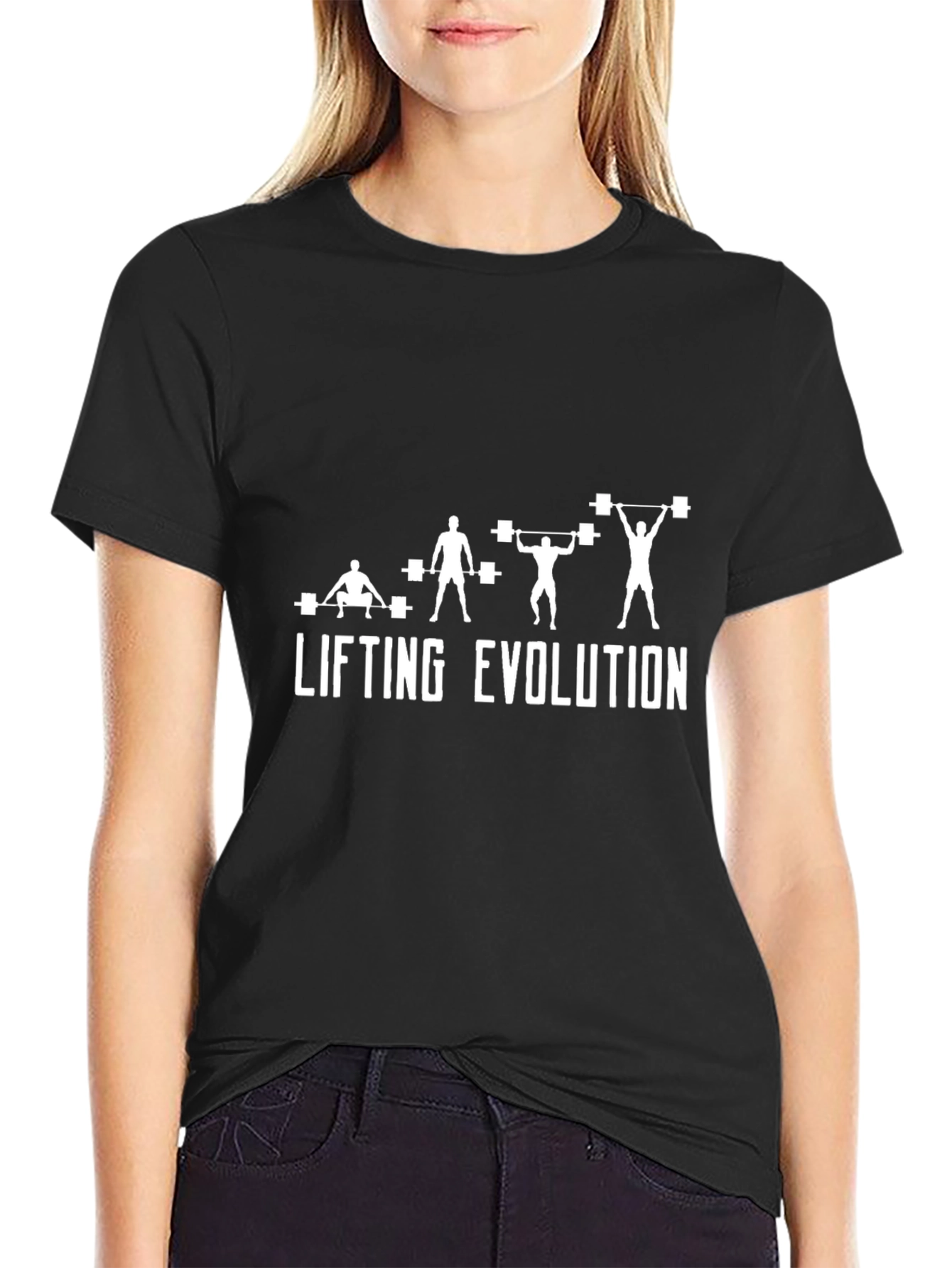 Camiseta Negra Evolución del Levantamiento para Gimnasio
