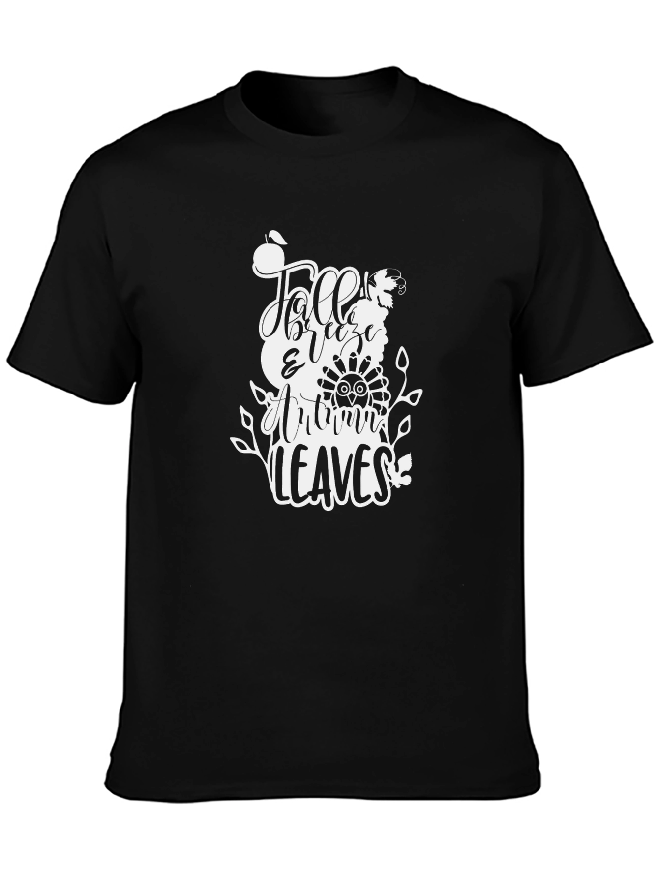 Camiseta Negra con Diseño de Otoño
