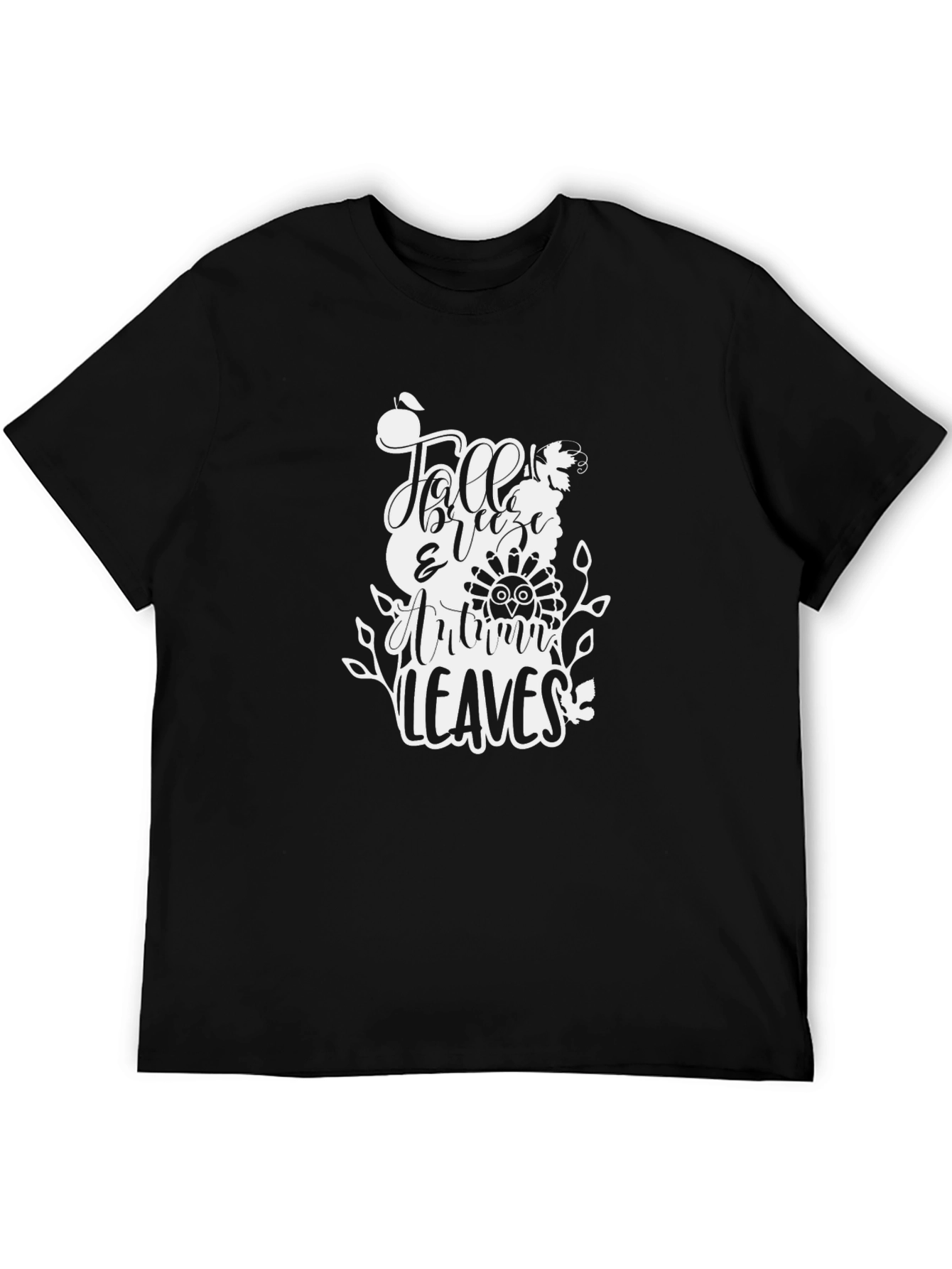 Camiseta Negra con Diseño de Otoño
