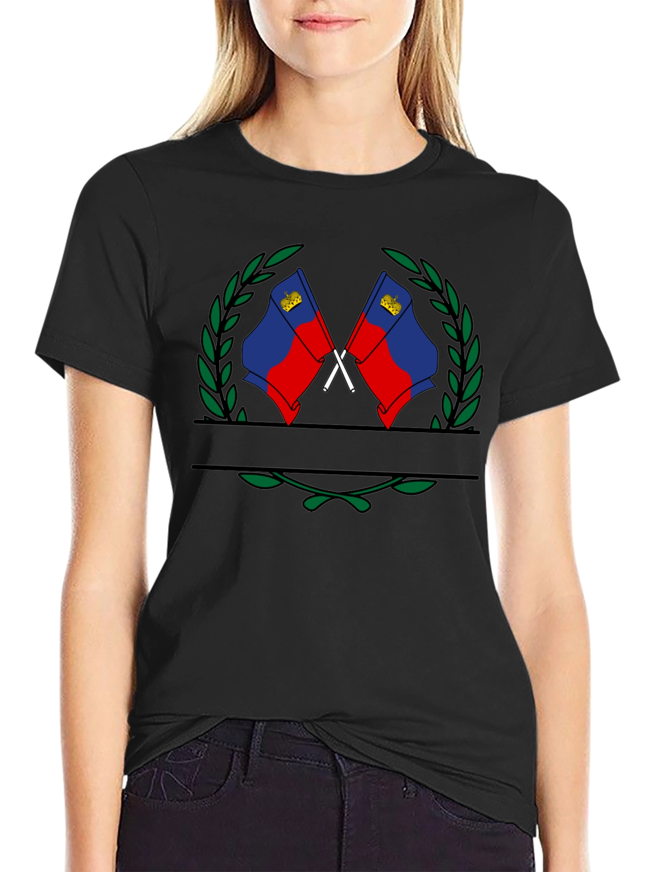 Camiseta Negra con Diseño de Liechtenstein