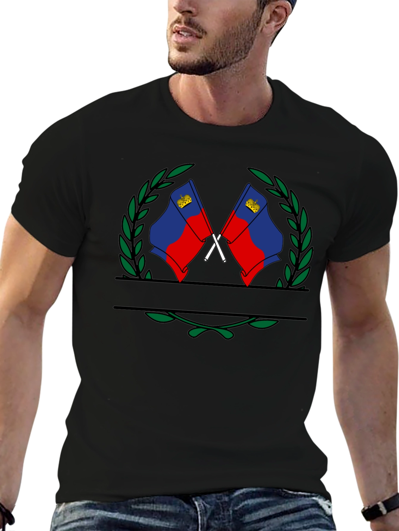 Camiseta Negra con Diseño de Liechtenstein