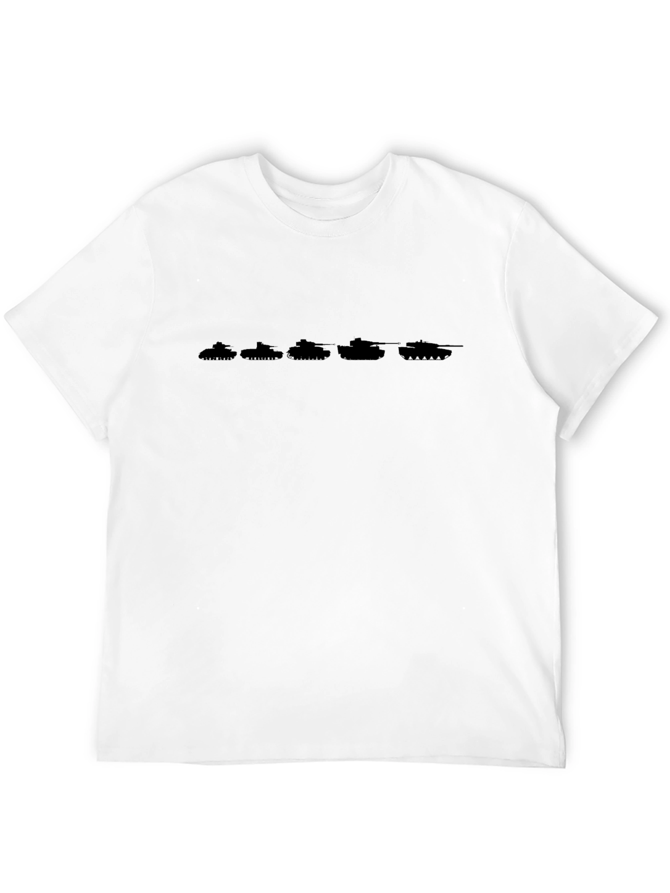 Camiseta Negra con Silueta de Tanques en Fila