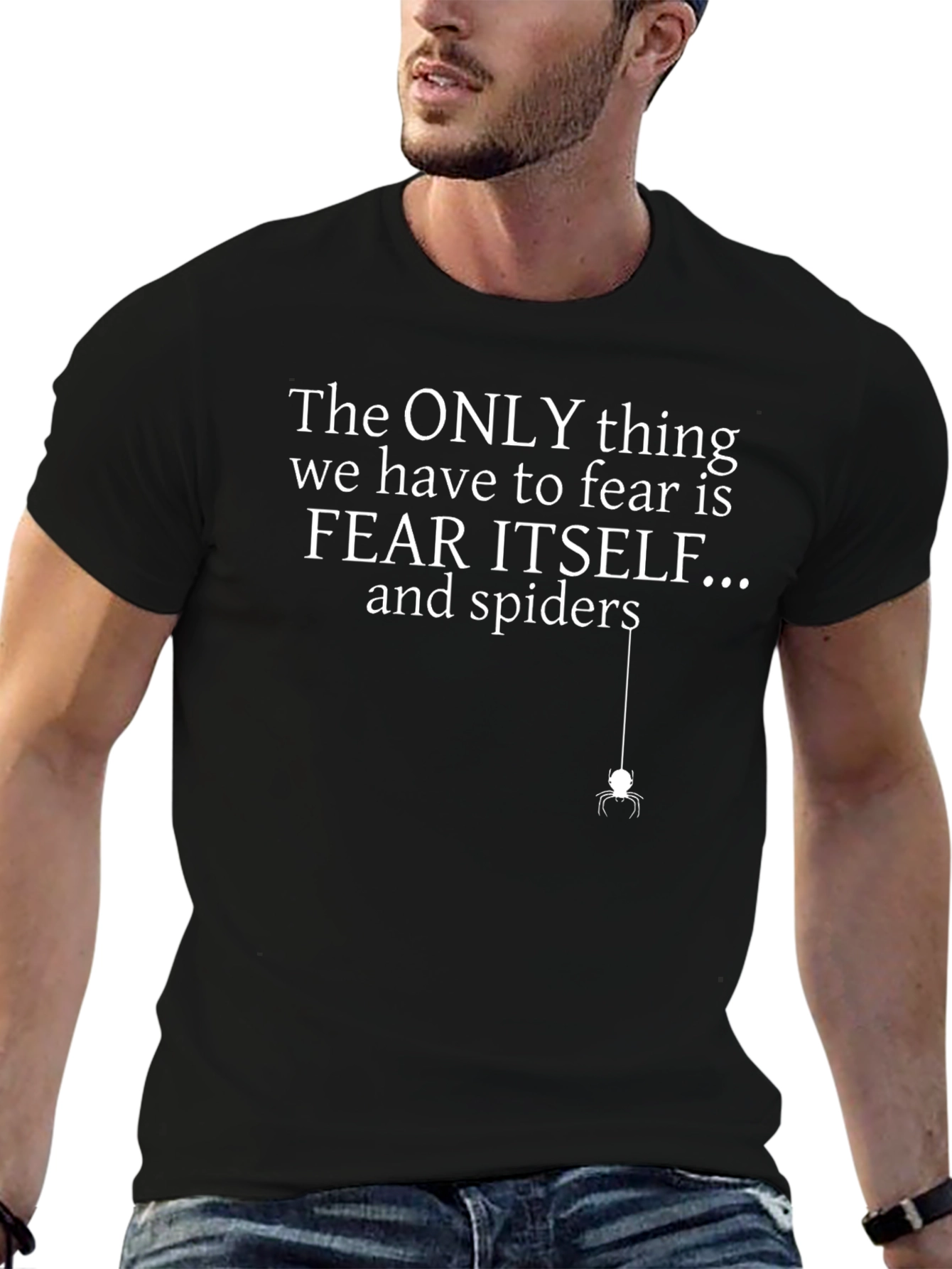 Camiseta Negra: Miedo y Arañas