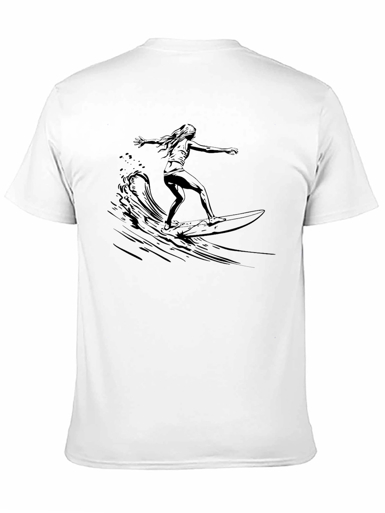 Camiseta Negra Estampada Surfista