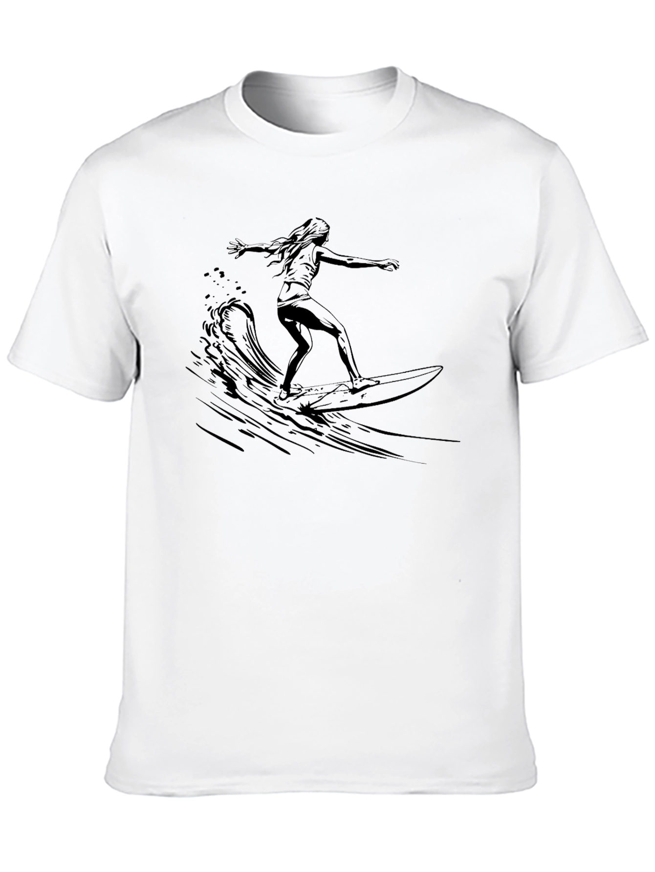Camiseta Negra Estampada Surfista