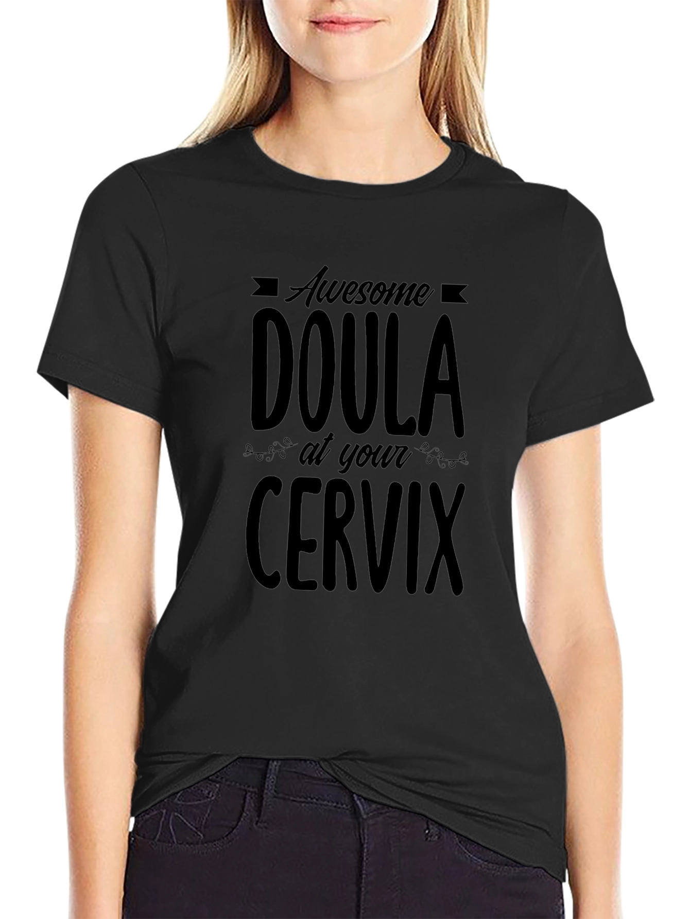 Camiseta Negra Doula Awesome Cervix