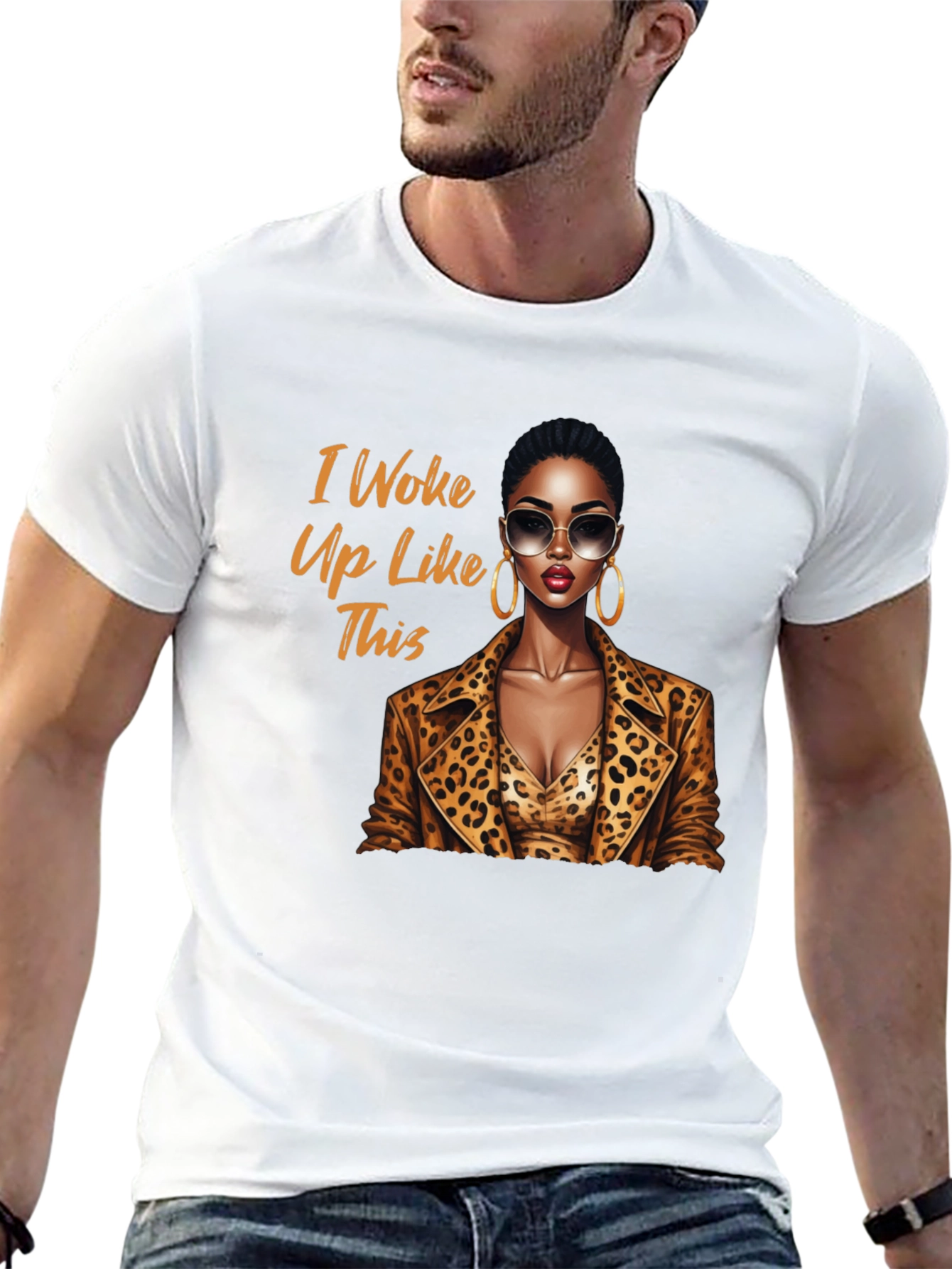 Camiseta Negra con Diseño I Woke Up Like This